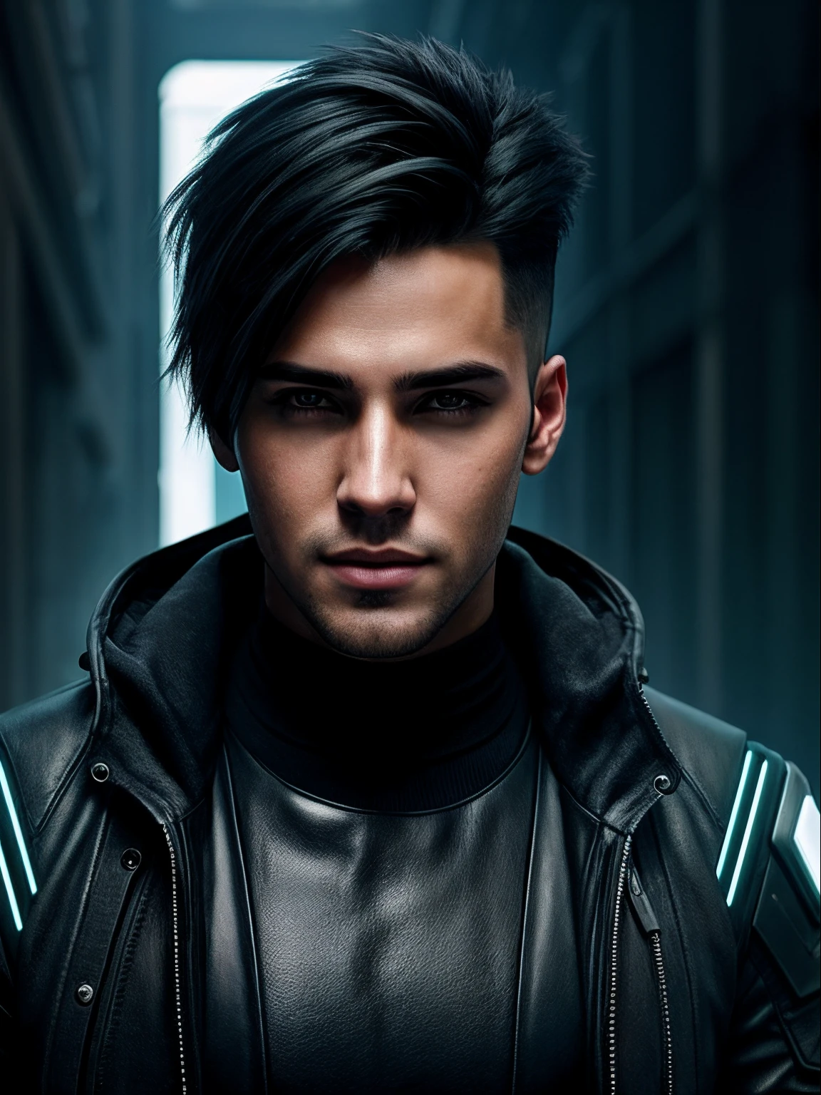 Change background cyberpunk handsome boy, realistic face, 8k, ultra realistic, full body,