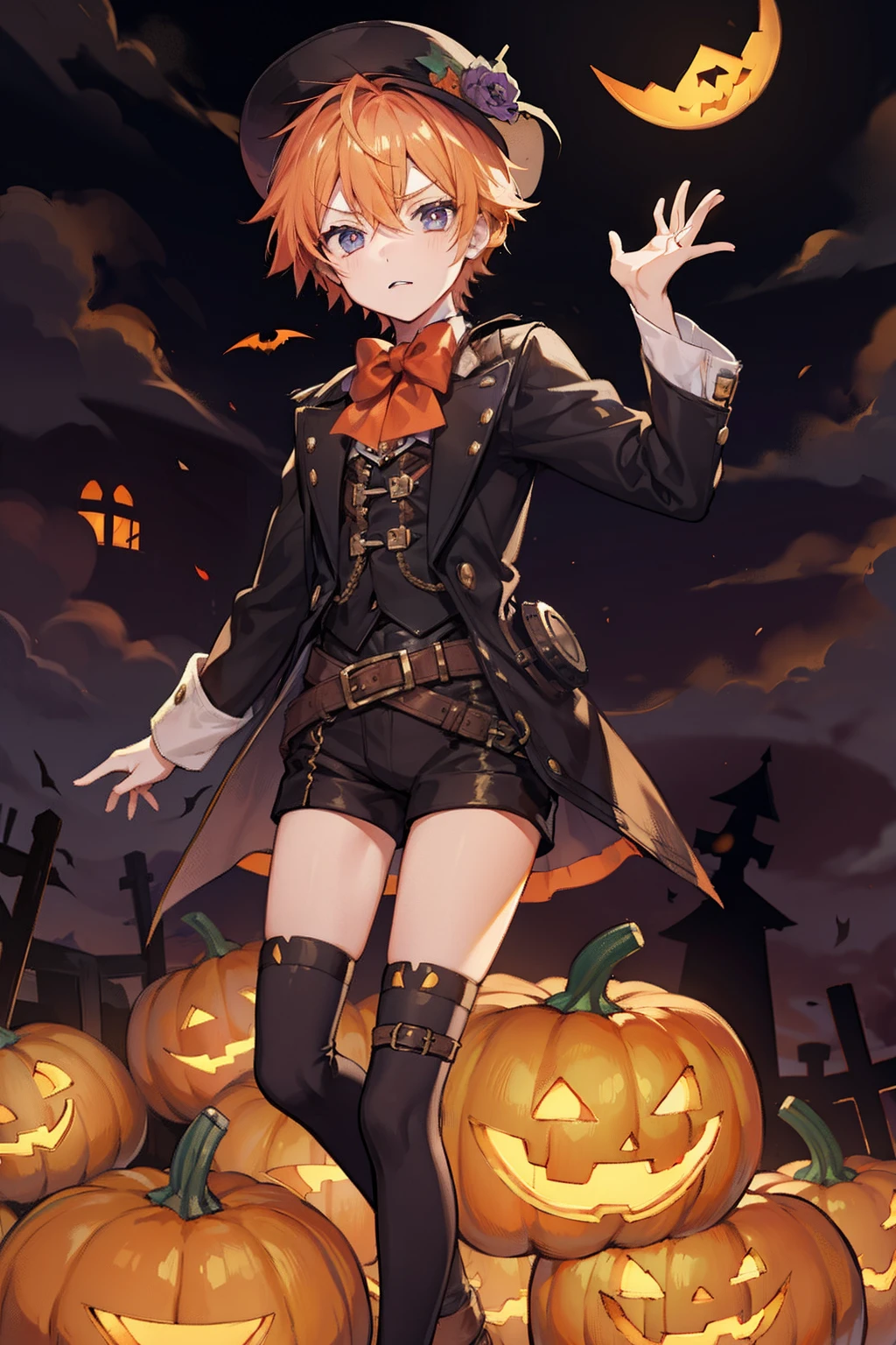 Halloween With pumpkin twinks male people male short hair steampunc