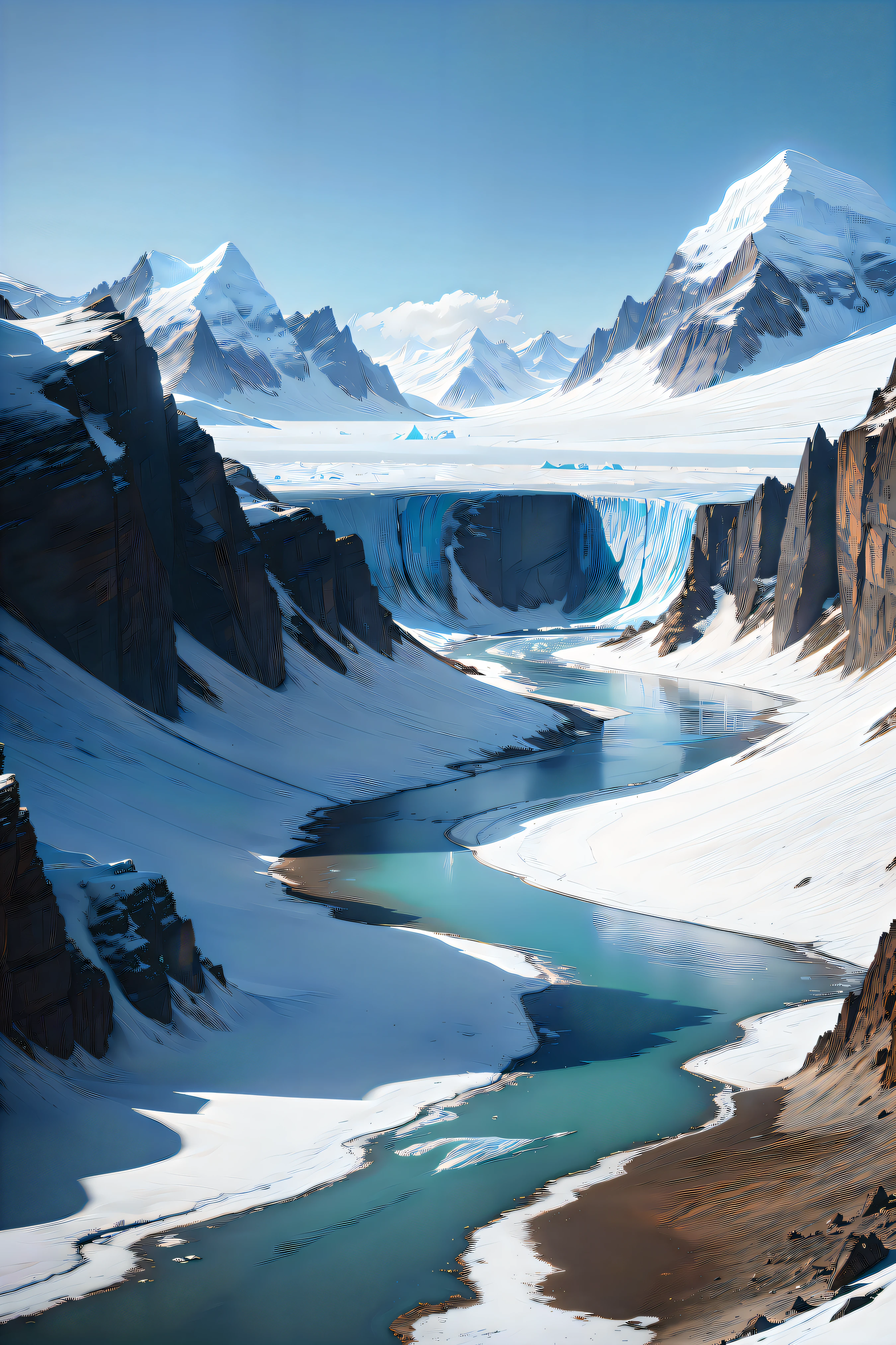 Endless,glacier,waterface,Scenery