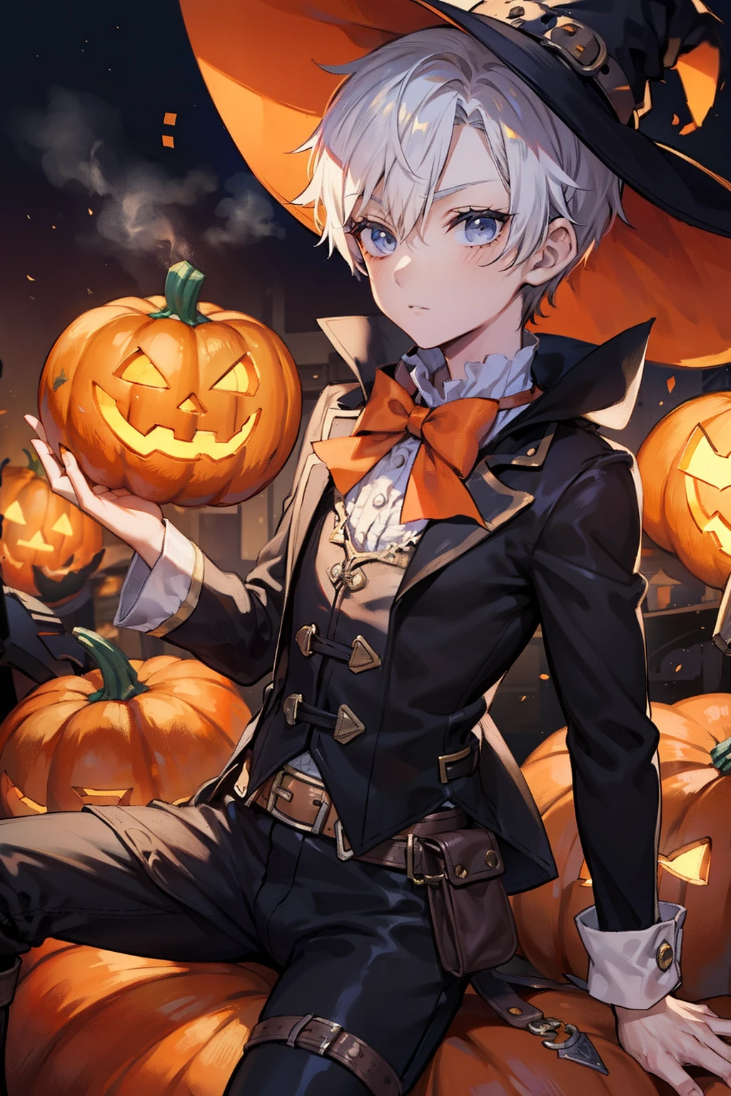 Halloween With pumpkin twinks male people male short hair steampunc