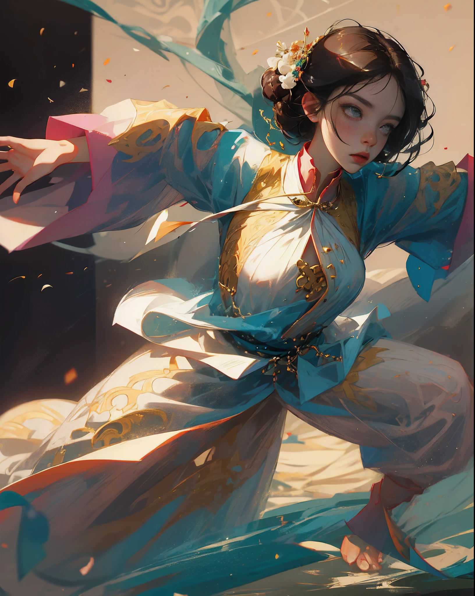 A young and beautiful woman doing tai chi --auto --s2