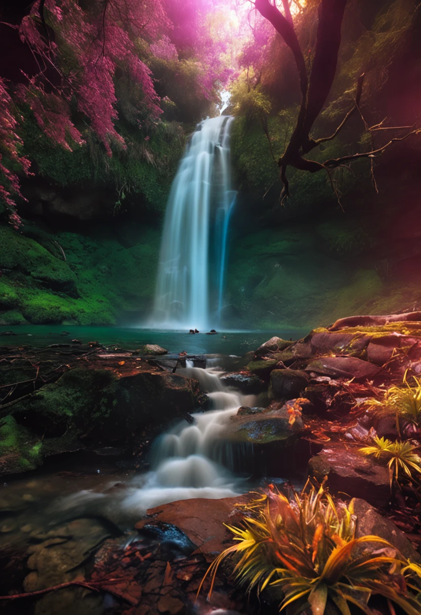 waterfallr,ln the forest,aerial shot,rivulets,heal
