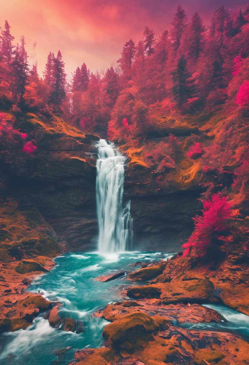 waterfallr,ln the forest,aerial shot,rivulets,heal
