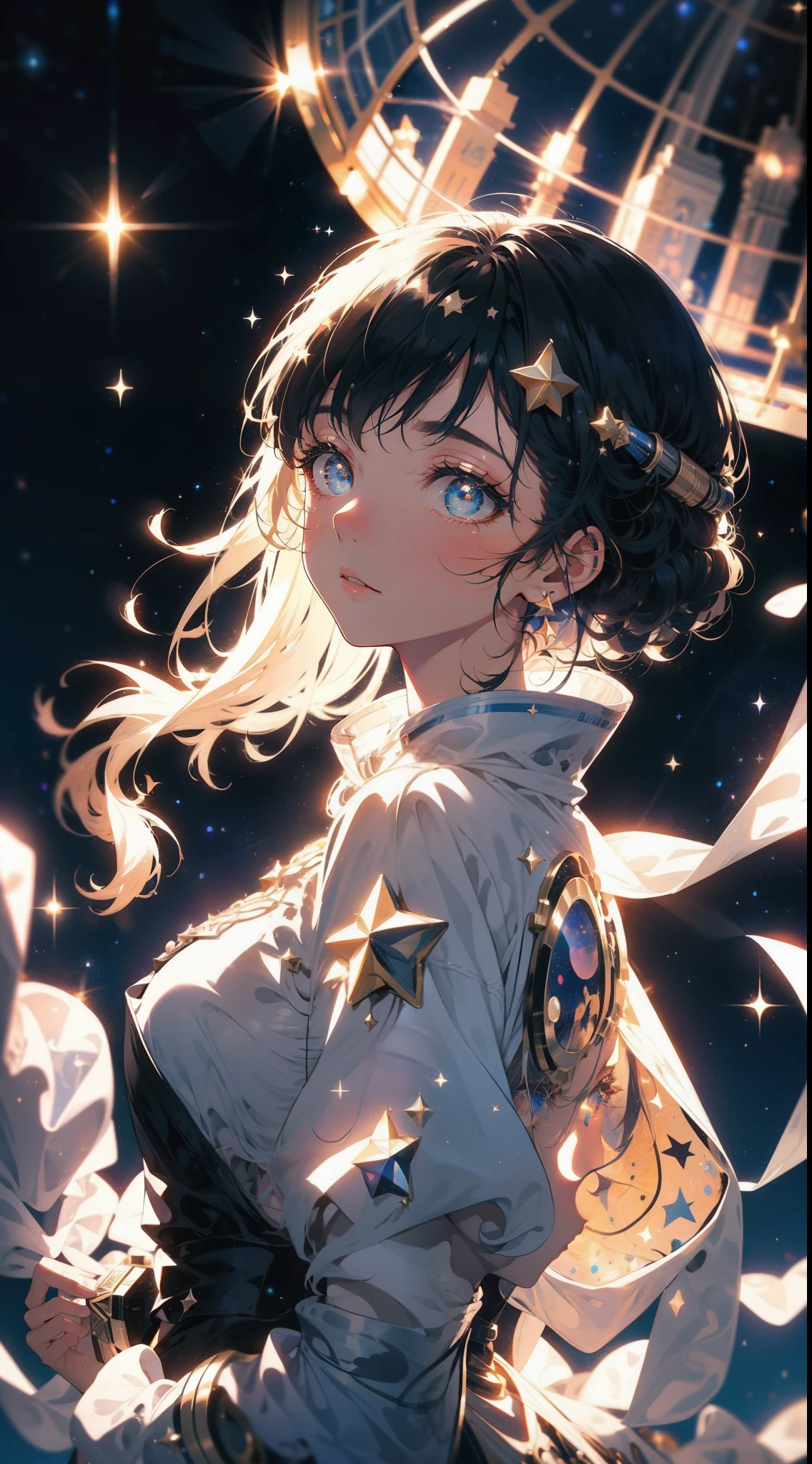 space girl,space suit, space, masterpiece, best quality, technological, high tech, intricate, detailed, absurdes, 1girl, cute, perfect face, space, window, gorgeous, star dust,cosmic, wallpaper, cinematic,compsition, colorful, perfect eyes, sensual,magic, dimensions, stardust, futuristic, backlighting, epic, fantasy