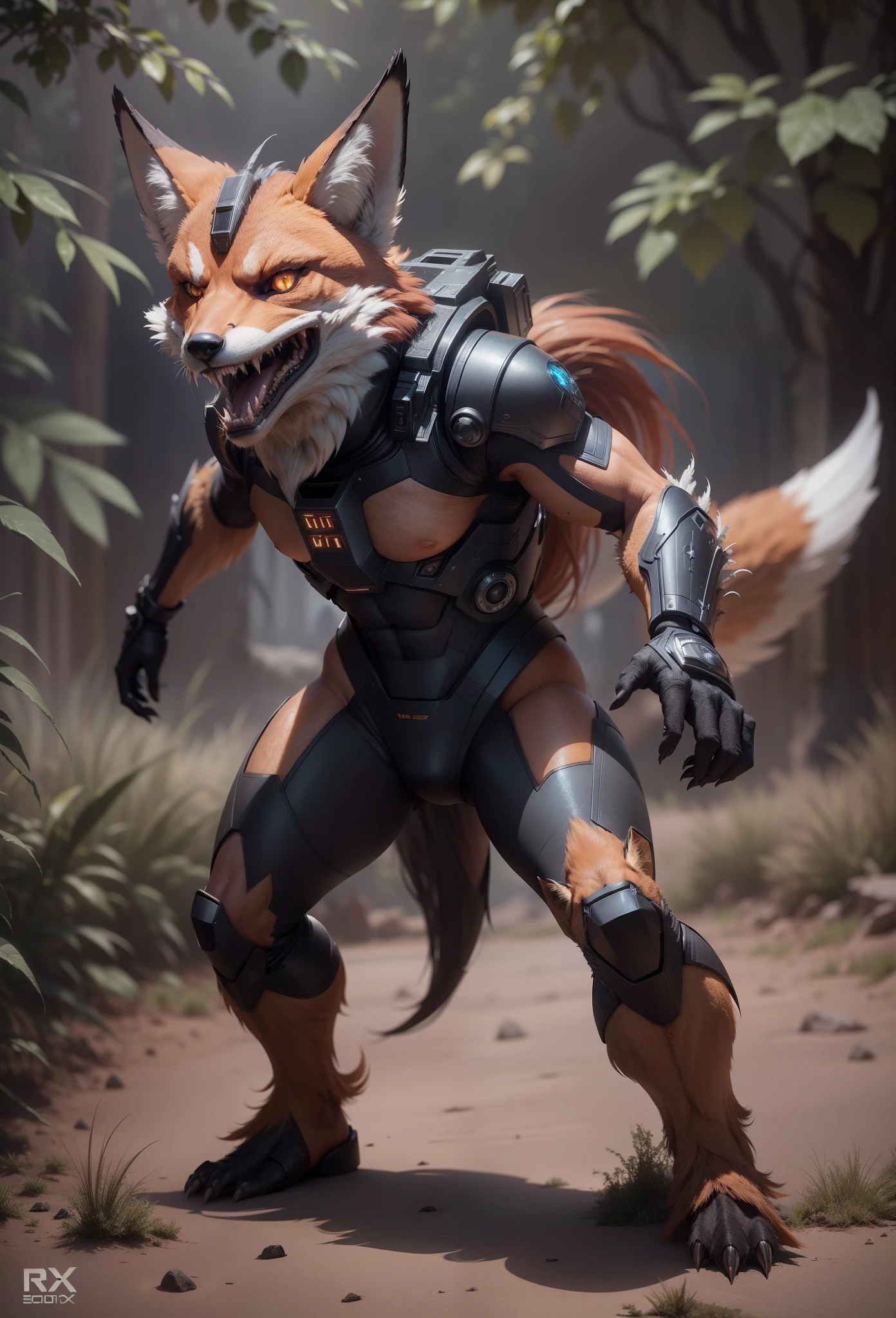Sci fi humanoid creature with the feathers of a fox and mutant traits similar to rocket teeth, serious angry face, expressive real photography, natural light, photorealism, cinematic rendering, ray tracing, the highest quality, the highest detail, Cinematic, Third-Person View, Long Exposure, 8K, Ultra-HD, Natural Lighting, Moody Lighting, Cinematic Lighting