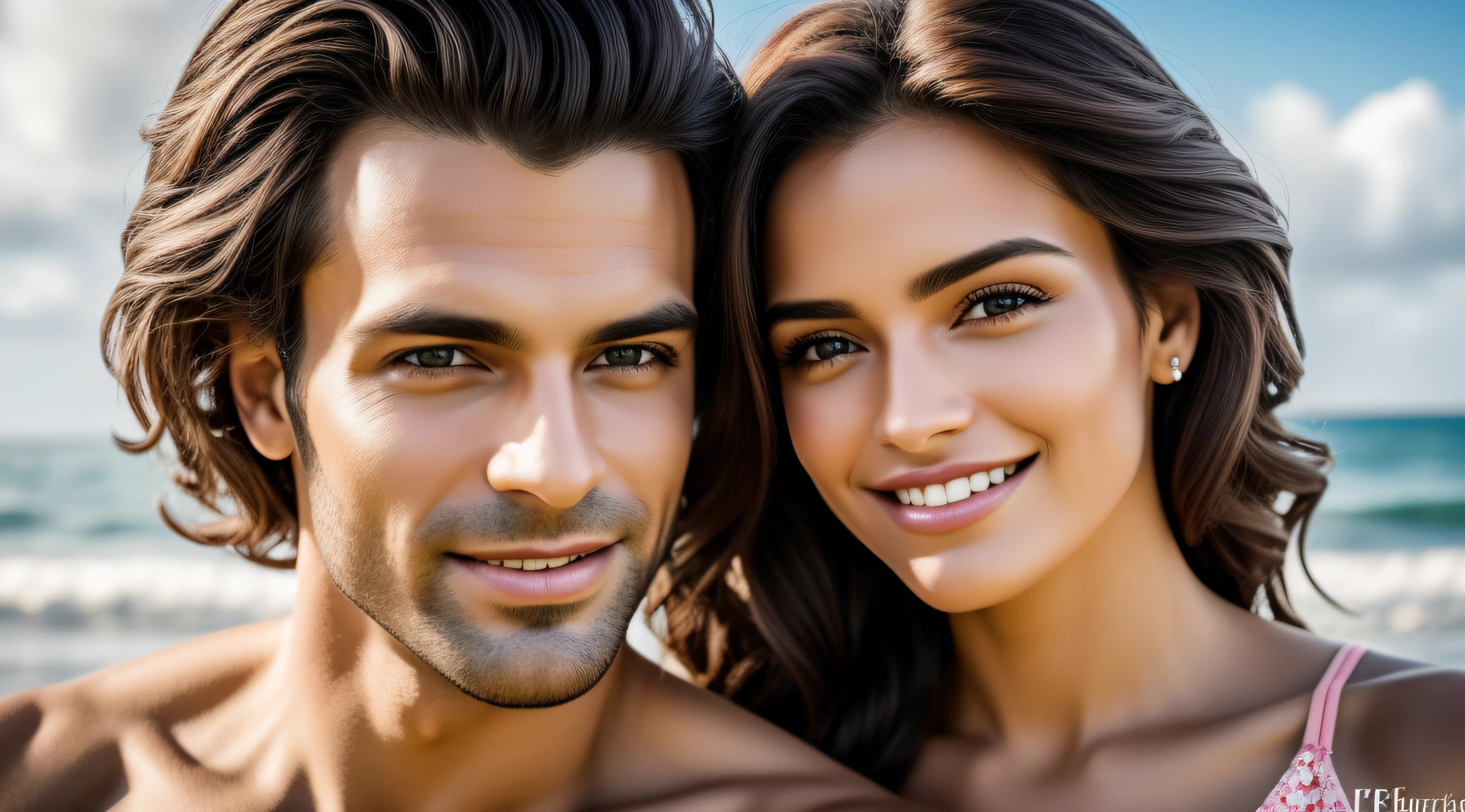 Qualidade 8k, homem e mulher posando para foto, felizes e apaixonados. fotografia. hiperrealista. hiper detalhado.
