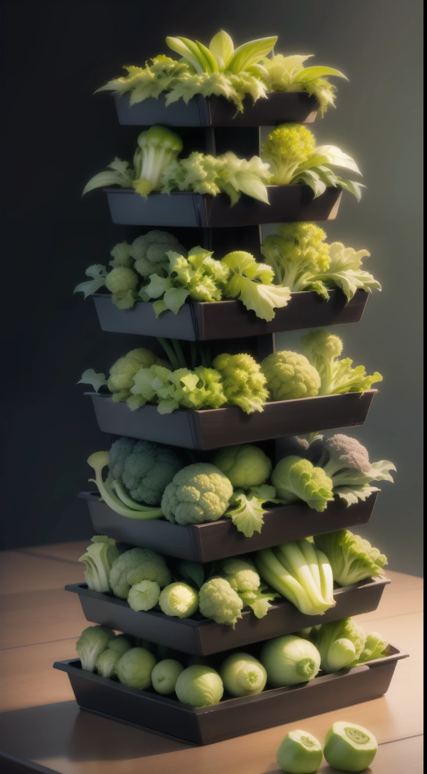 Random green vegetables,Neatly arranged,Pose 9:16 rectangles