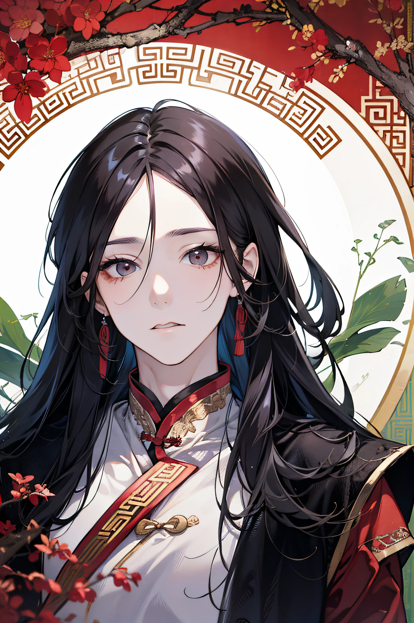 (1 man),Black color hair,red color eyes,Wearing a simple white robe in ancient Chinese style,The background is the scenery,The identity is an immortal cultivator Immortal cultivator of the ancient Chinese worldview,Magical atmosphere,Face portrait