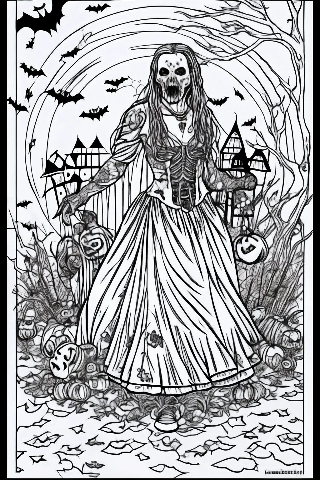 Coloring pages halloween background zombies