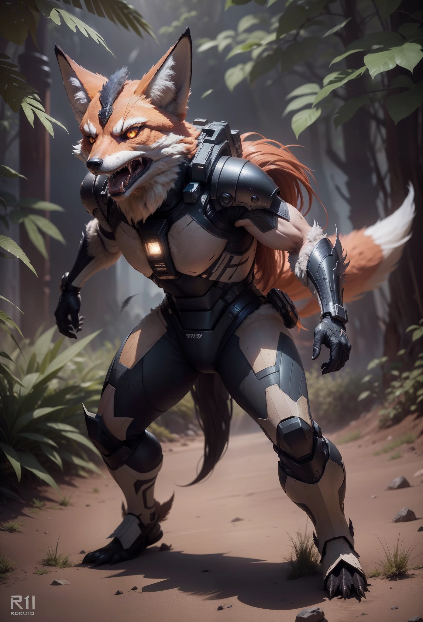 Sci fi humanoid creature with the feathers of a fox and mutant traits similar to rocket teeth, serious angry face, expressive real photography, natural light, photorealism, cinematic rendering, ray tracing, the highest quality, the highest detail, Cinematic, Third-Person View, Long Exposure, 8K, Ultra-HD, Natural Lighting, Moody Lighting, Cinematic Lighting