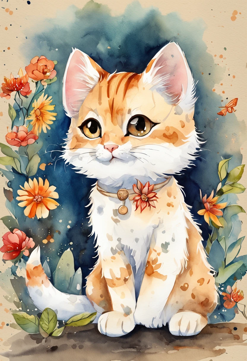 gatinho,fofinho, chibi, fundo simples, adorable animal, kawaii