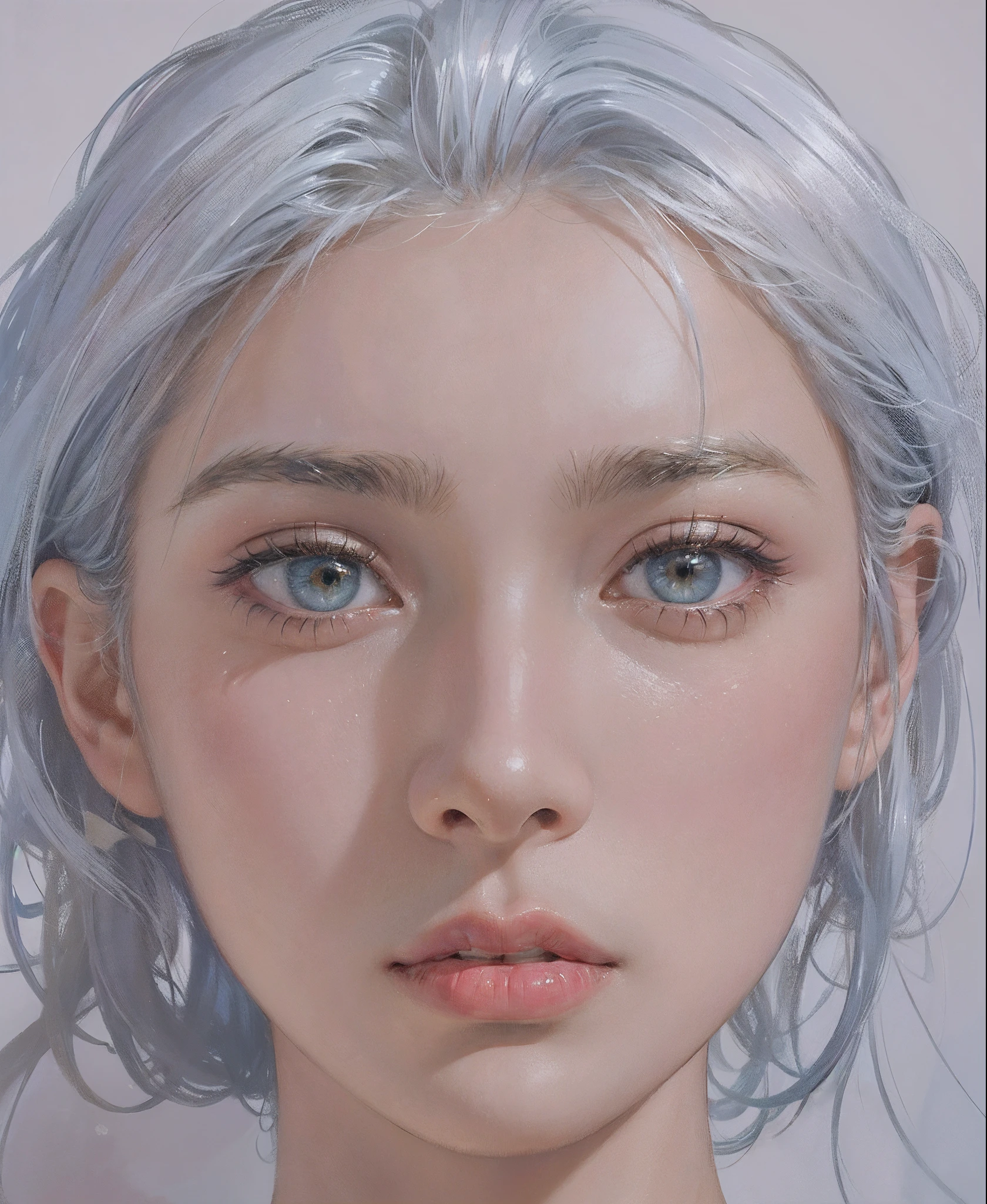 Hyperrealist portrait of female by david hockney and alphonse mucha,fantasy art, photo realistic, dynamic lighting, artstation, poster, volumetric lighting, very detailed faces, 4 k, award winning,, 1girl, in the dark, deep shadow, low key,cowboy shot,(official clothing:1.4) ,long hair,white hair,