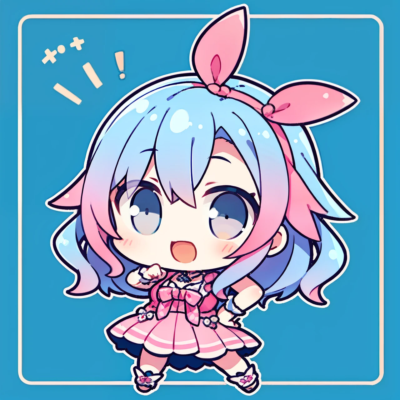 A cartoon girl with a pink dress and a pink bow - SeaArt AI