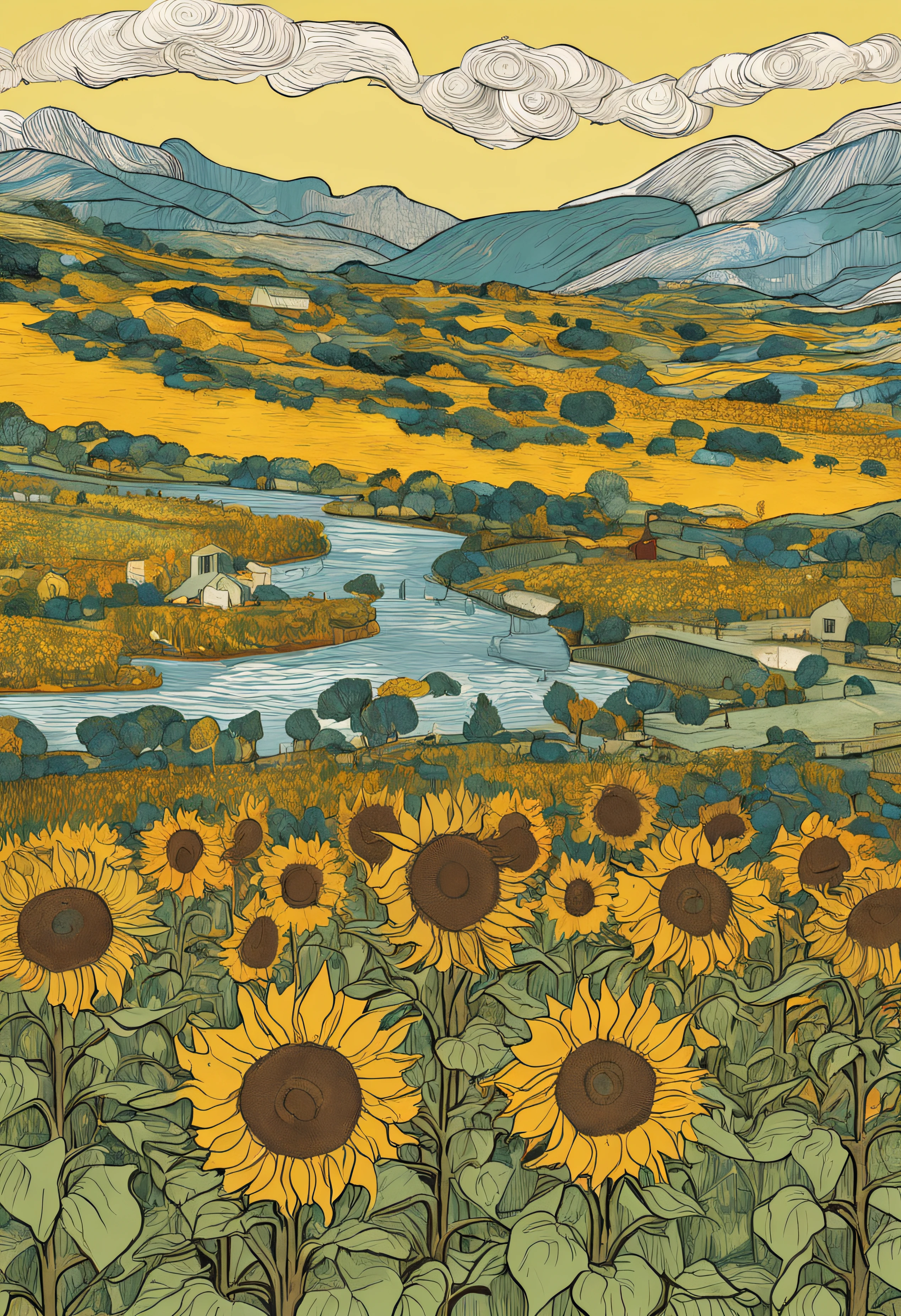 "make a realistic and impressive retelling of Van Gogh's sunflowers."