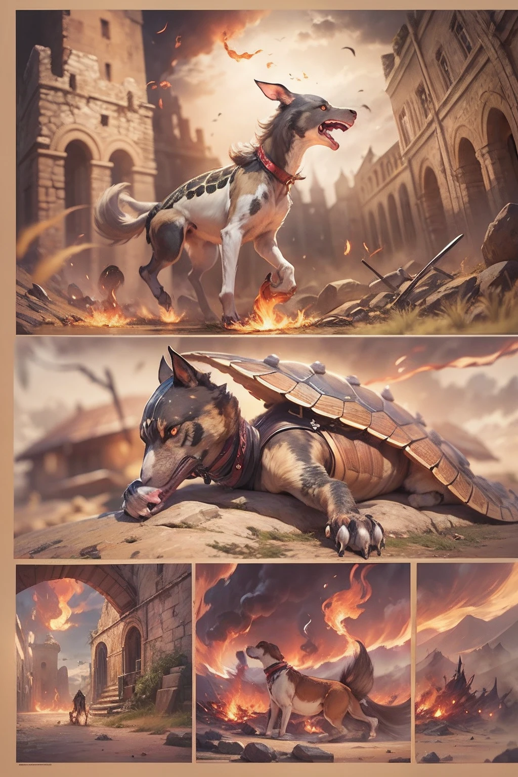 (anthropomorphic turtle),(Hound warrior:1.4),coda,a tall body,Stout limbs,disdain,ran,tosen,The long hairs of the flame fluttered in the wind,combats,Dynamic lines,Dimly lit battlefield,Ruined castle,(stereoscopic perspective:1.4),Works of masters,super-fine,4K分辨率,high qulity,电影灯光,High picture detail,Detailed pubic hair,Epic shooting,Clearly focused hair,Detailed hair depiction,acurate