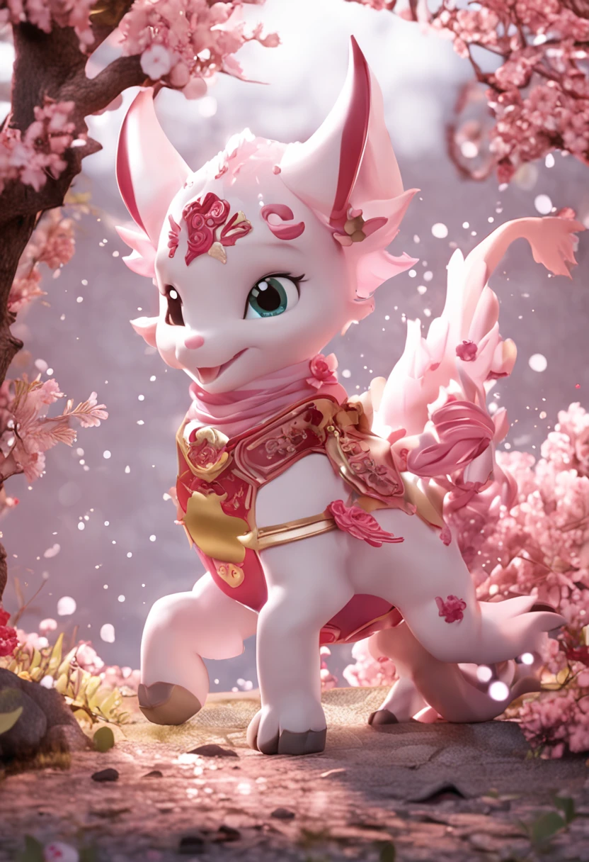 A cute Chinese dragon holds a scroll , Light pink and light gold style , Animated GIFs , Cranberry core , gongbi , fairy core , the stars art group ( xing xing ), Mailbox -- Niji 5 - Style original