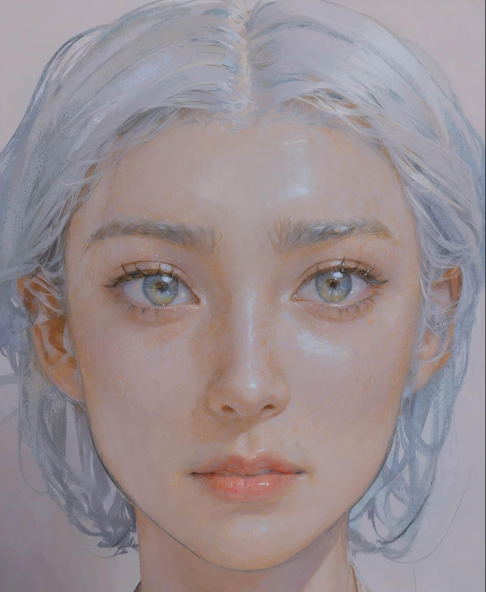 Hyperrealist portrait of female by david hockney and alphonse mucha,fantasy art, photo realistic, dynamic lighting, artstation, poster, volumetric lighting, very detailed faces, 4 k, award winning,, 1girl, in the dark, deep shadow, low key,cowboy shot,(official clothing:1.4) ,long hair,white hair,