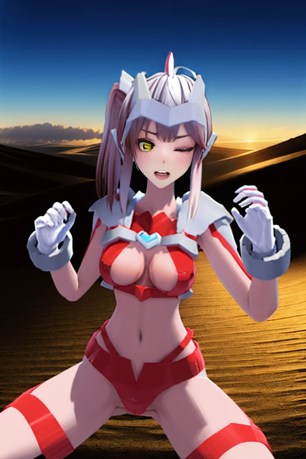 masterpiece,best quality,highly detailed,1girl,solo,
yellow eyes, ponytail, headgear, pink hair, fighting stance, struggling, squinting, open mouth, cowboy shot,
BREAK
UltraLShine,