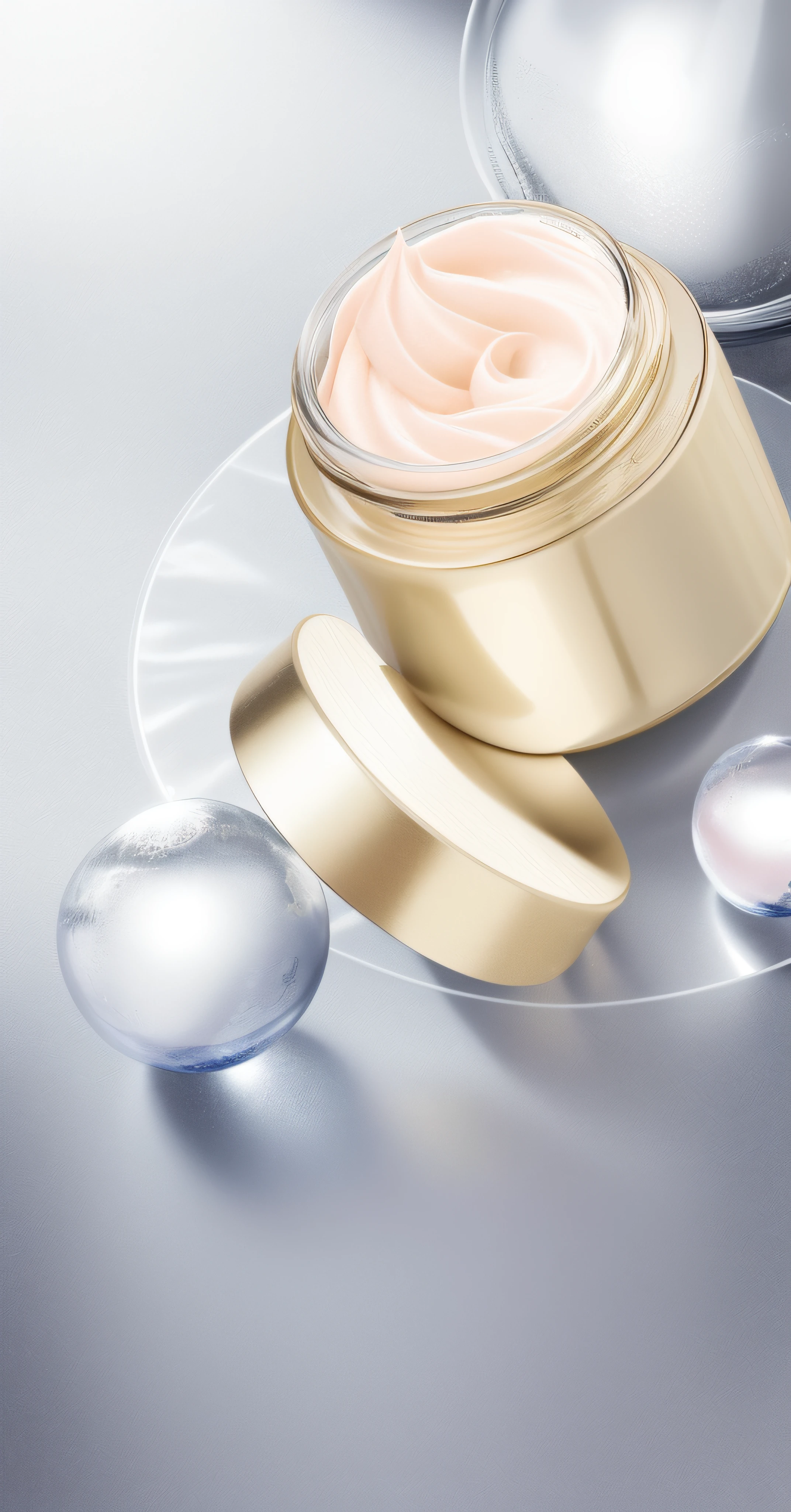 A close-up of a jar of cream sits on the table, hyper realisitc, photorealistic illustration, high quality topical render, Ultra photo realsisim, Hyper-realistic, hyper - realistic, exquisitedetails, hyper - realistic render, hyper realistic rendering, Close portrait, gold, hyper realistic rendering, swarovski, hyper realistic detailed rendering, high detal, photoreal render