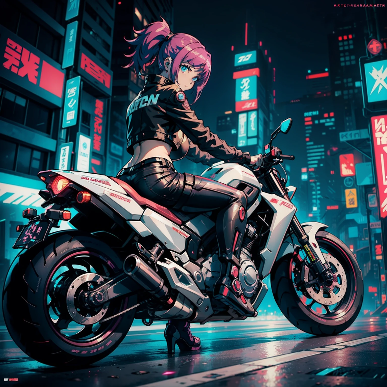 (masterpiece,best quality,official art,extremely detailed CG unity 8k wallpaper:1.8), city, motorcycle, bishojo