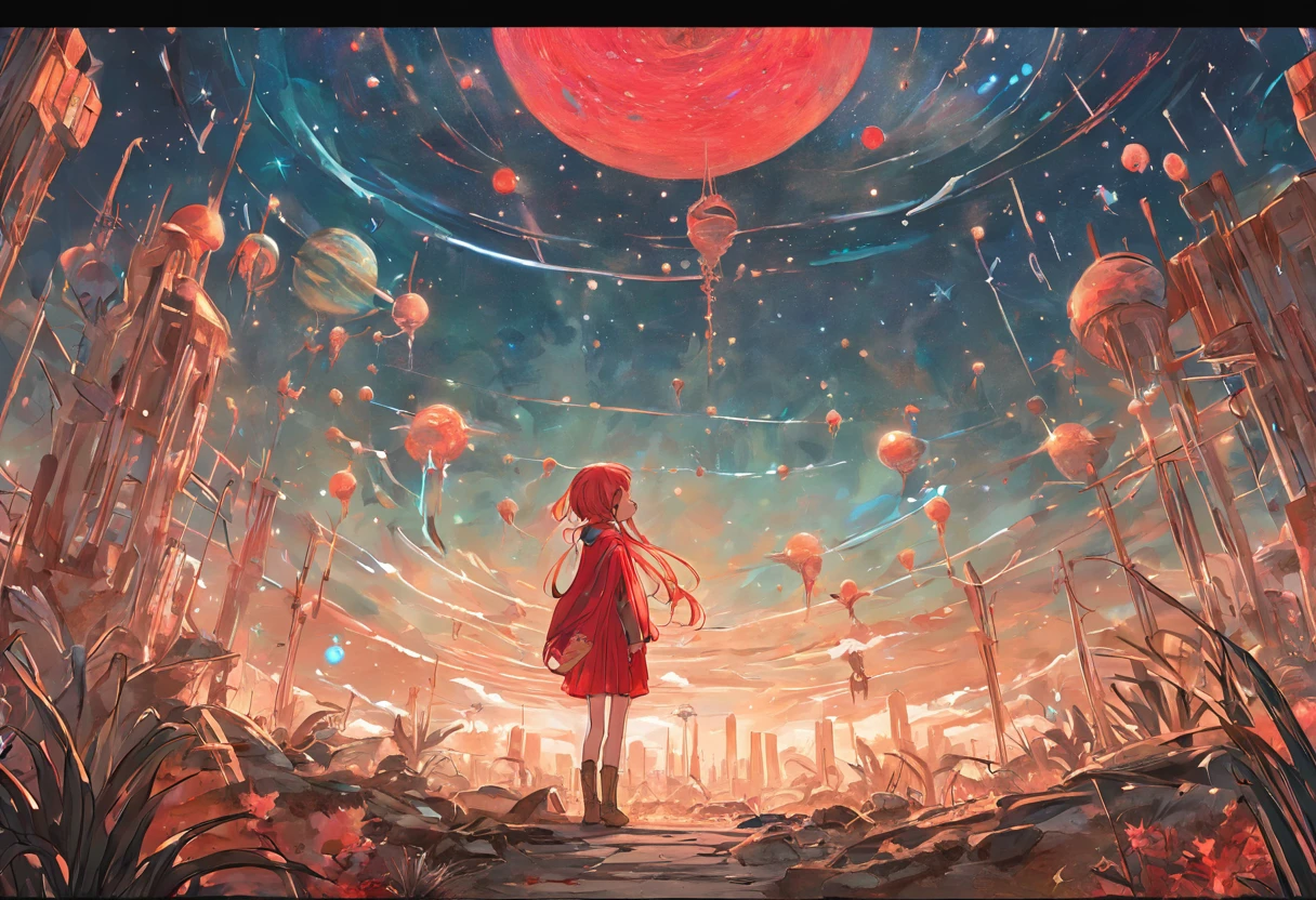 an image of saturn, planets and stars in cactus, in the style of amanda sage, terragen, post-apocalyptic backdrops, flowerpunk, childe hassam, pop-inspired imagery, red and blue