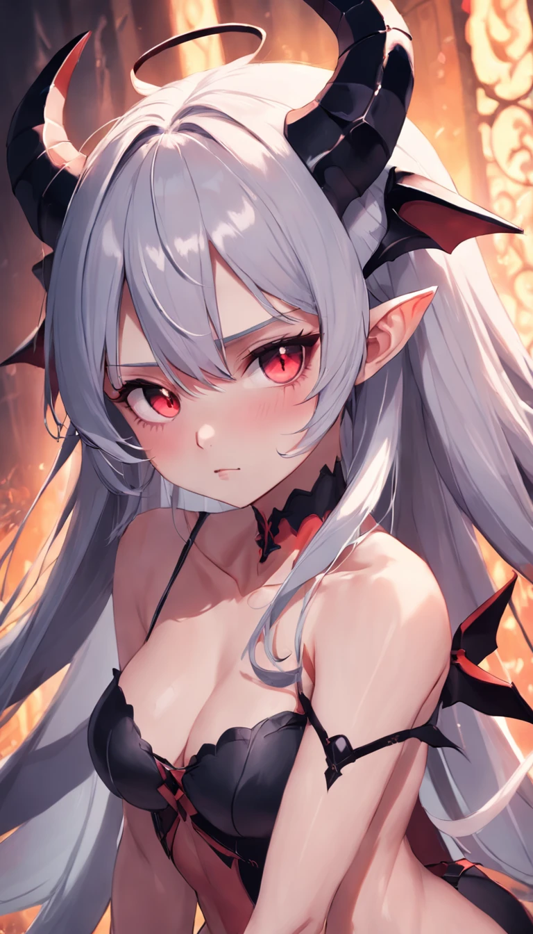 succubi，femele，whaite hair，black-clad，Beautiful face，Beautiful eyes，Black eyes，teens girl，Full body like