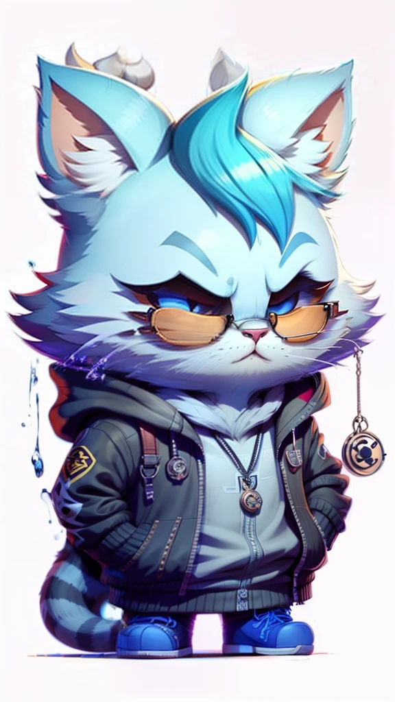 C4tt4stic, Cartoon black cat in jacket and skateboard, Sunglasses,