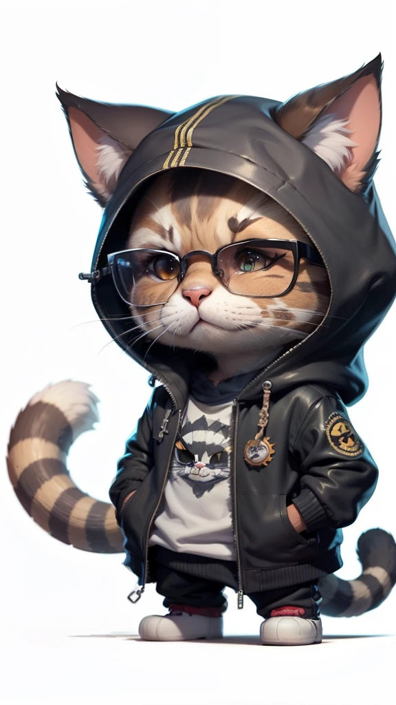 c4tt4stic, Gato preto dos desenhos animados na jaqueta e no skate, sun glasses,