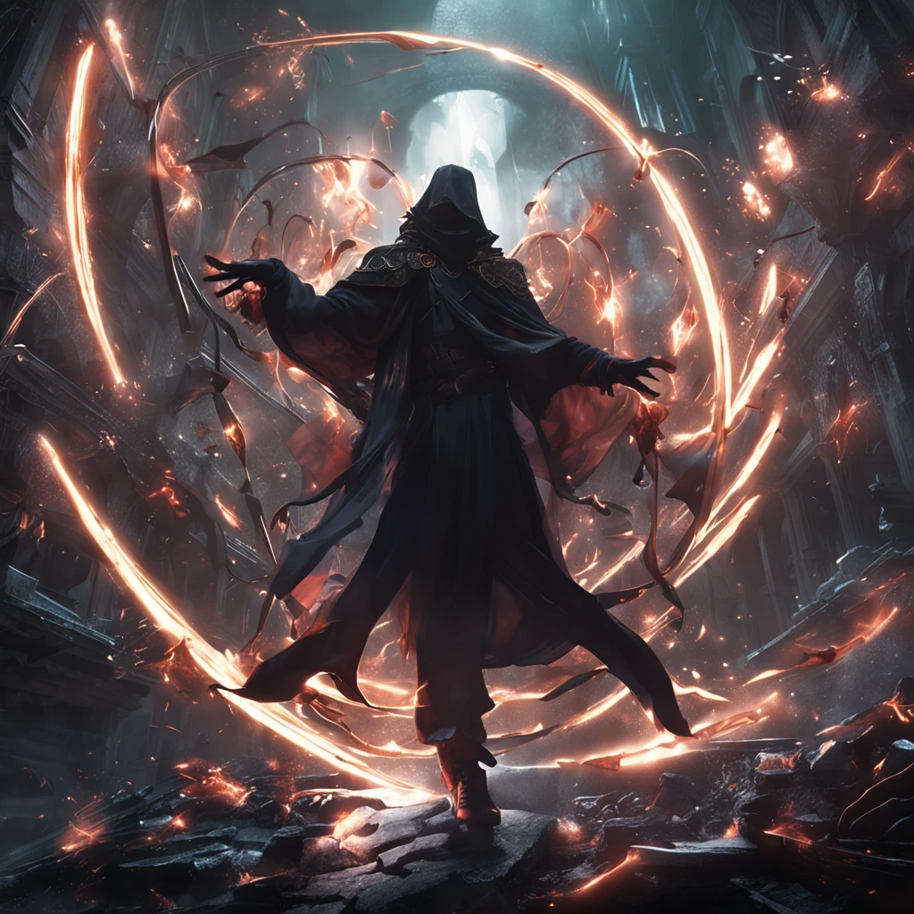 Best quality, Masterpiece, 超高分辨率, (photograph realistic:1.4), surrealism, Dream-like,fusionart, Shadowdancer, shadow magic, darkness control, stealth, shadowstep, umbral spells, hidden blade,