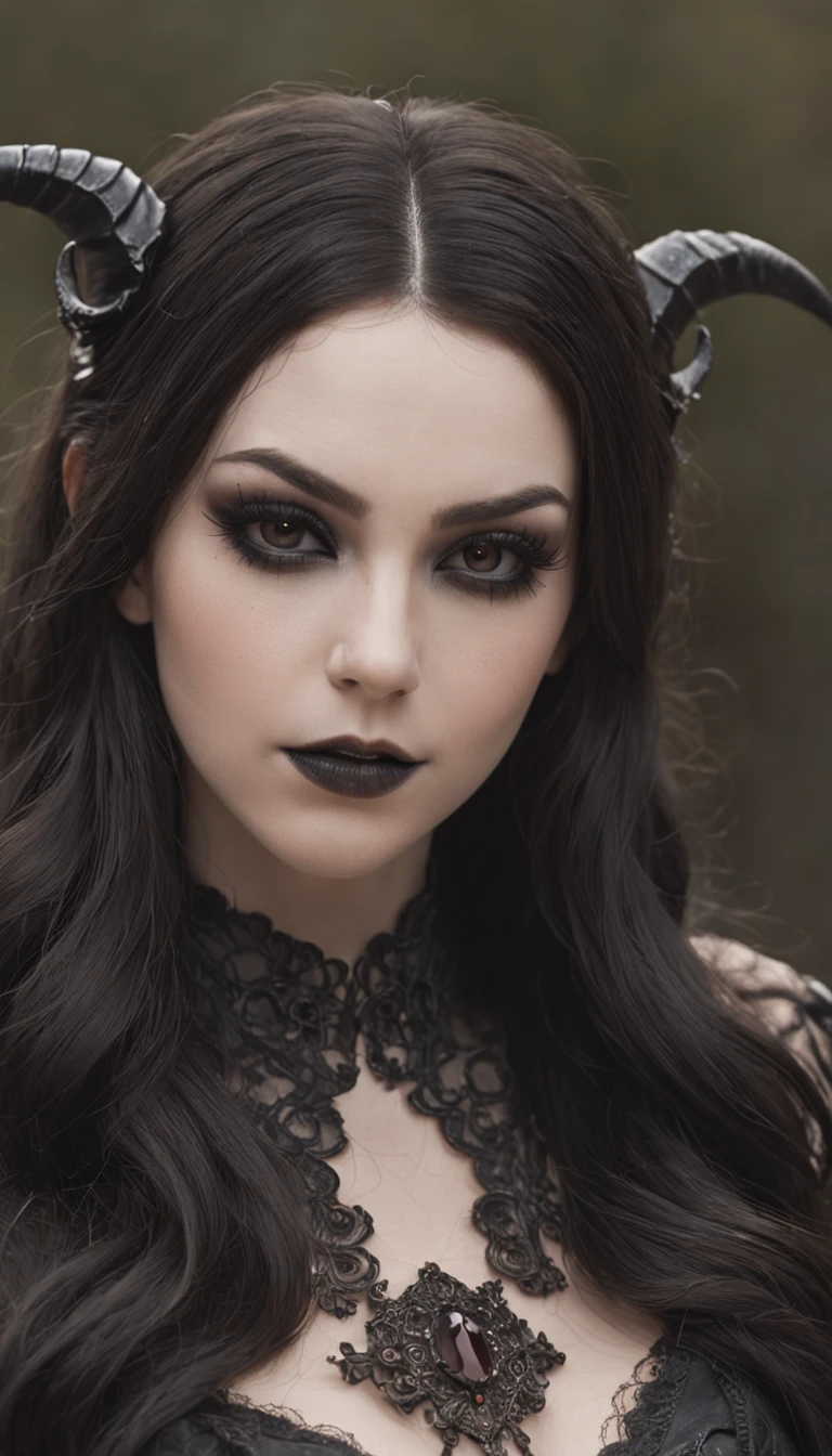 (melhor qualidade,Altas,ultra-detalhado),Dark and mysterious girl with black eyes and symbolic Gothic clothes,arame farpado cobrindo seu corpo,Cabelo castanho longo escuro,fios cinzentos nas extremidades,Retratos,foco nítido,profissional,Bokeh,dramatic lighting,paleta de cores escura e mal-humorada