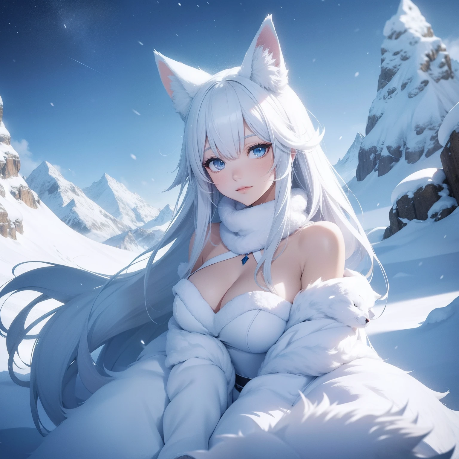 snow mountains,fox spirit,Beautuful Women