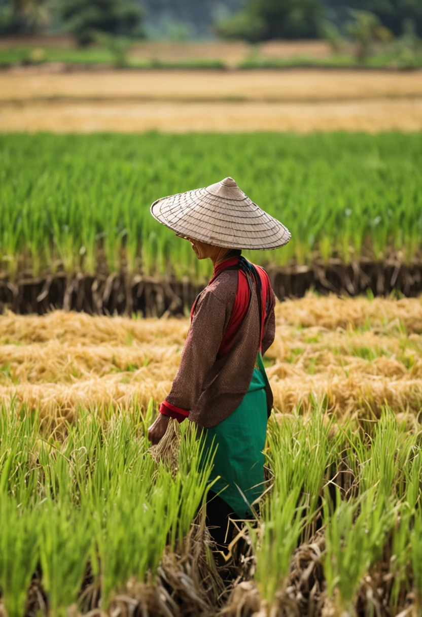Rice is being harvested in fields with hats on it., Lao women, Laos, Laotian Farmer, farmer, malaysia with a paddy field, rice paddies, rice, Shutterstock, Stock Photo, Alamy Stock Photo, Laos, gardening, Sunday afternoon, by Richard Carline, Beautiful sunny day., iStock, Cambodia, masterpiece work of art