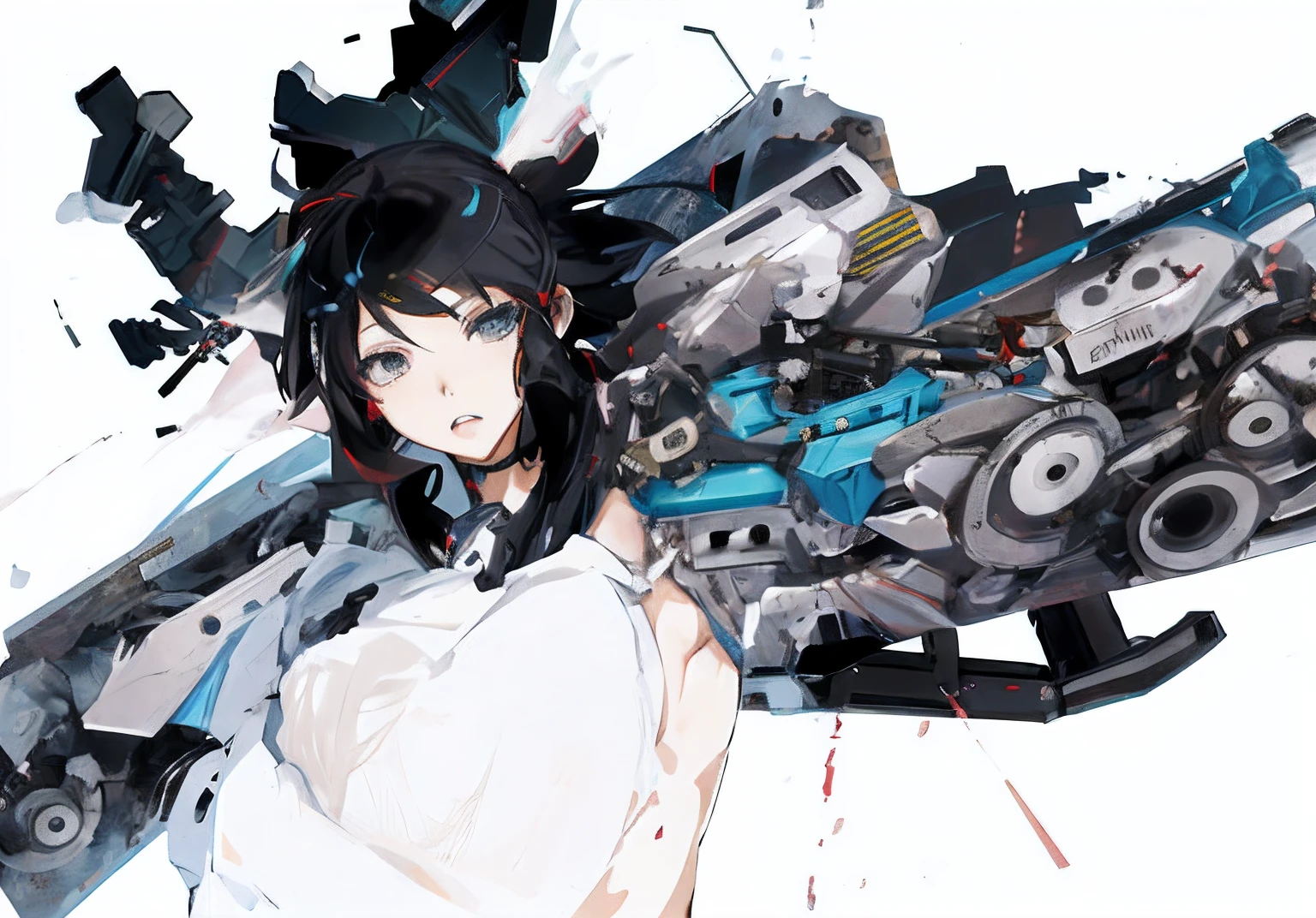 Anime girl with gun and machine in hand, hd artwork, anime style 4 k, best anime 4k konachan wallpaper, official artwork, advanced digital anime art」, hq artwork, Anime Manga Robot!! Anime Girl, fully robotic!! girl, anime robotic mixed with organic, anime abstract art, high definition anime art, digital art in anime style, Anime Artwork