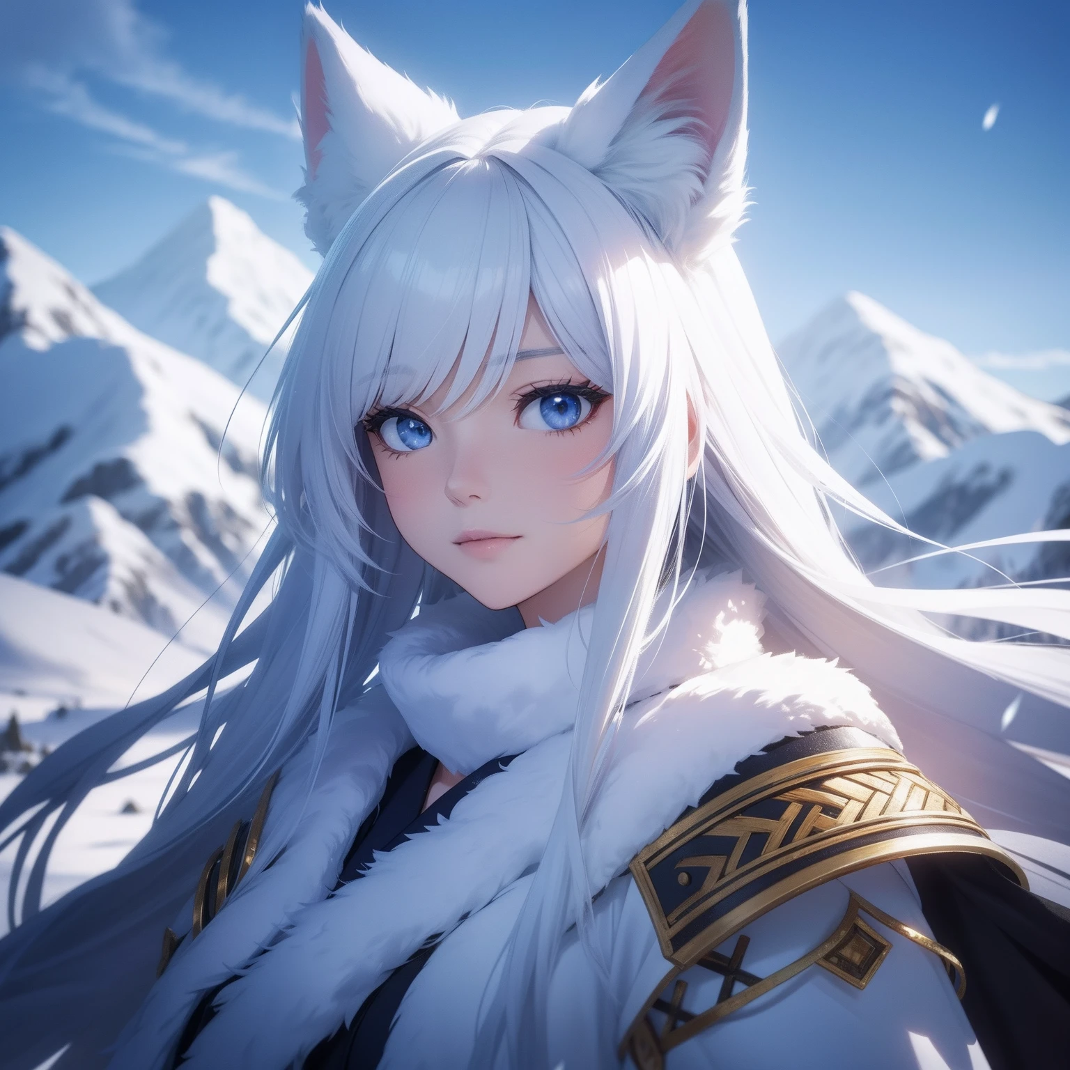 snow mountains，fox spirit，Beautuful Women，Real Human，Realiy