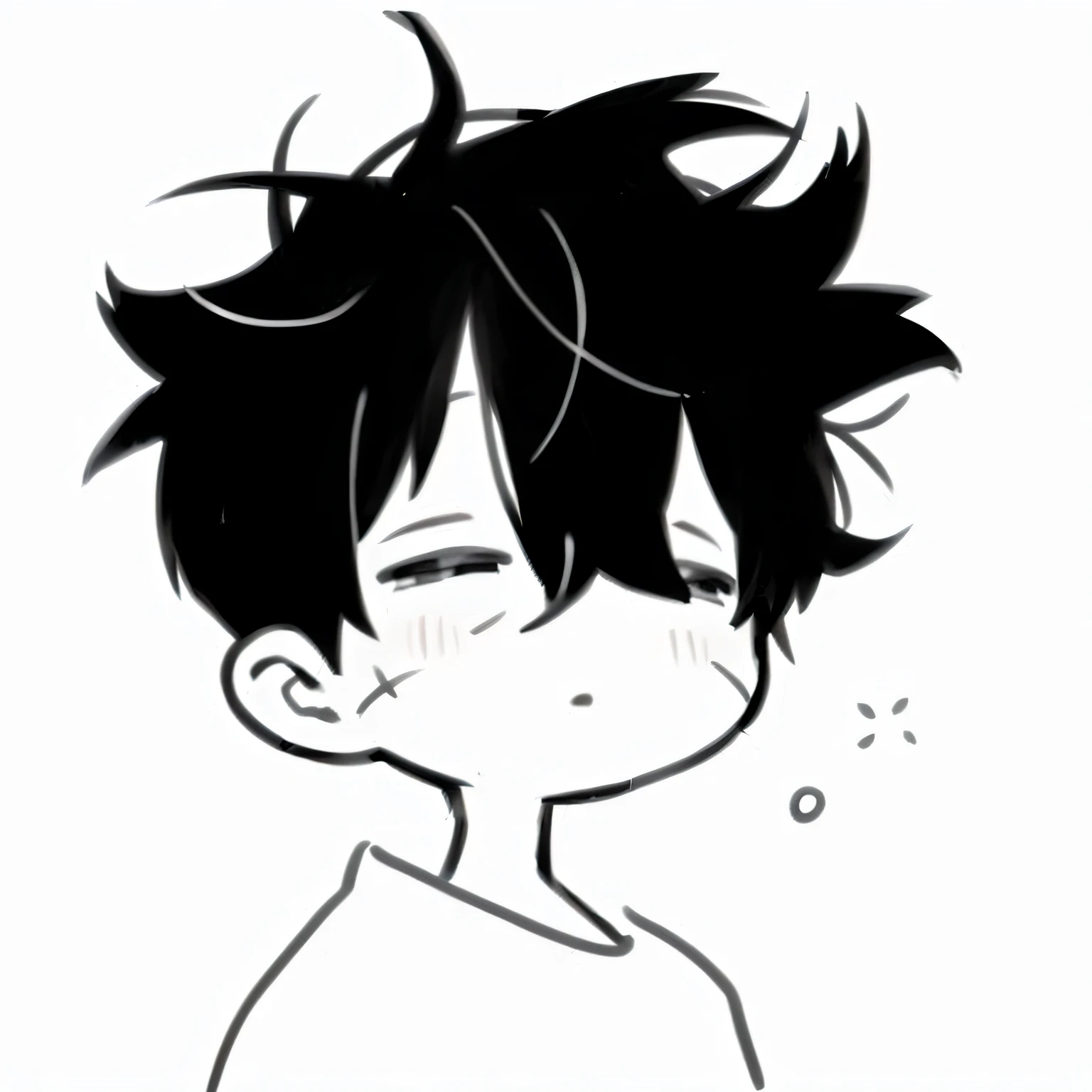 (Black hair white shirt boy:1.2)with short black hair, Inspiration from Masanobu Okumura, Inspiration for Okumura Higashihisa, Author of Okumura Toju(kentaro miura manga art style:1.3), Anime boy, cute anime face, style of anime, pouty