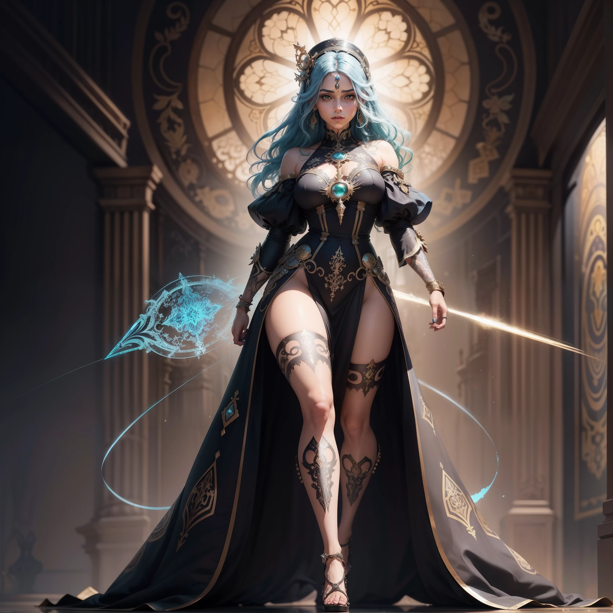 Fada latina milf futurista tatuada, full body length standing of a photorealistic beautiful woman, folha de caracteres, proporcional, intense coloration fantasy, cabelos claros, uma fotografia realista impressionante 20 anos , chiclete cabelo cor de rosa, moda de classe alta, olhos de cor verde, corpo inteiro, cobrir, Dress design has pixy fractal powder and tile features, pintura hiperdetalhada, Luminismo, octan render, bar lighting,  Complexo, {{Martin then}}, 8k resolution concept art portrait by Martina Fačková and Prywinko Art, Artgerm, WLOP, Alphonse Mucha, little fusion pojatti realistic steampunk, fractal isometrics details bioluminescence :  hypereallistic cover photo awesome full color, Hand drawn, Escuro, corajoso, mucha realista, Klimt, DaVinci, Erte .12k, intrincado. hit definition , cinemactic,rough sketch, mistura de linhas escuras fortes e linhas soltas, linhas em negrito, no papel , vida real humana, cores ousadas nos vestidos,