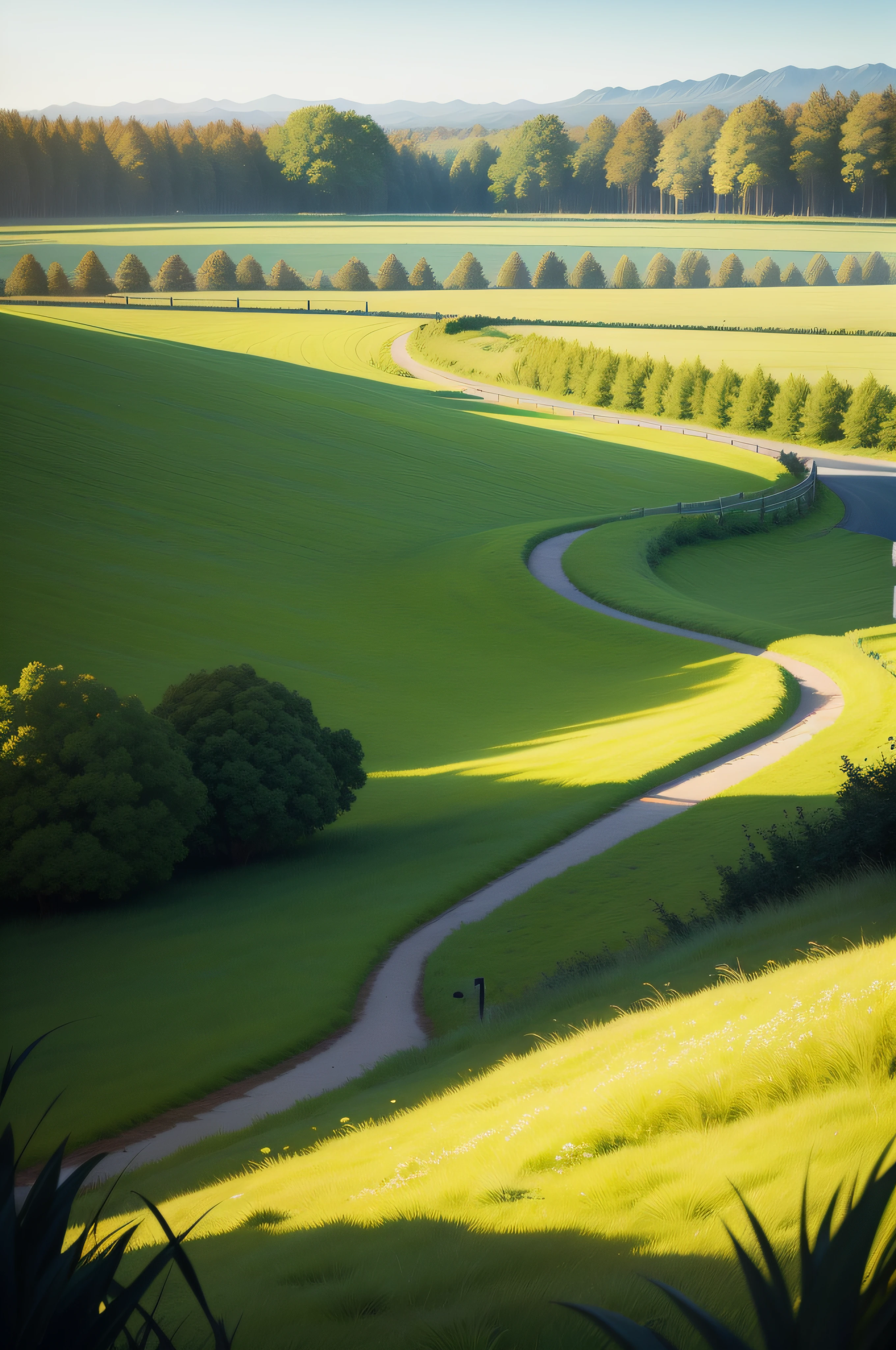 grass field,path,flock,graze