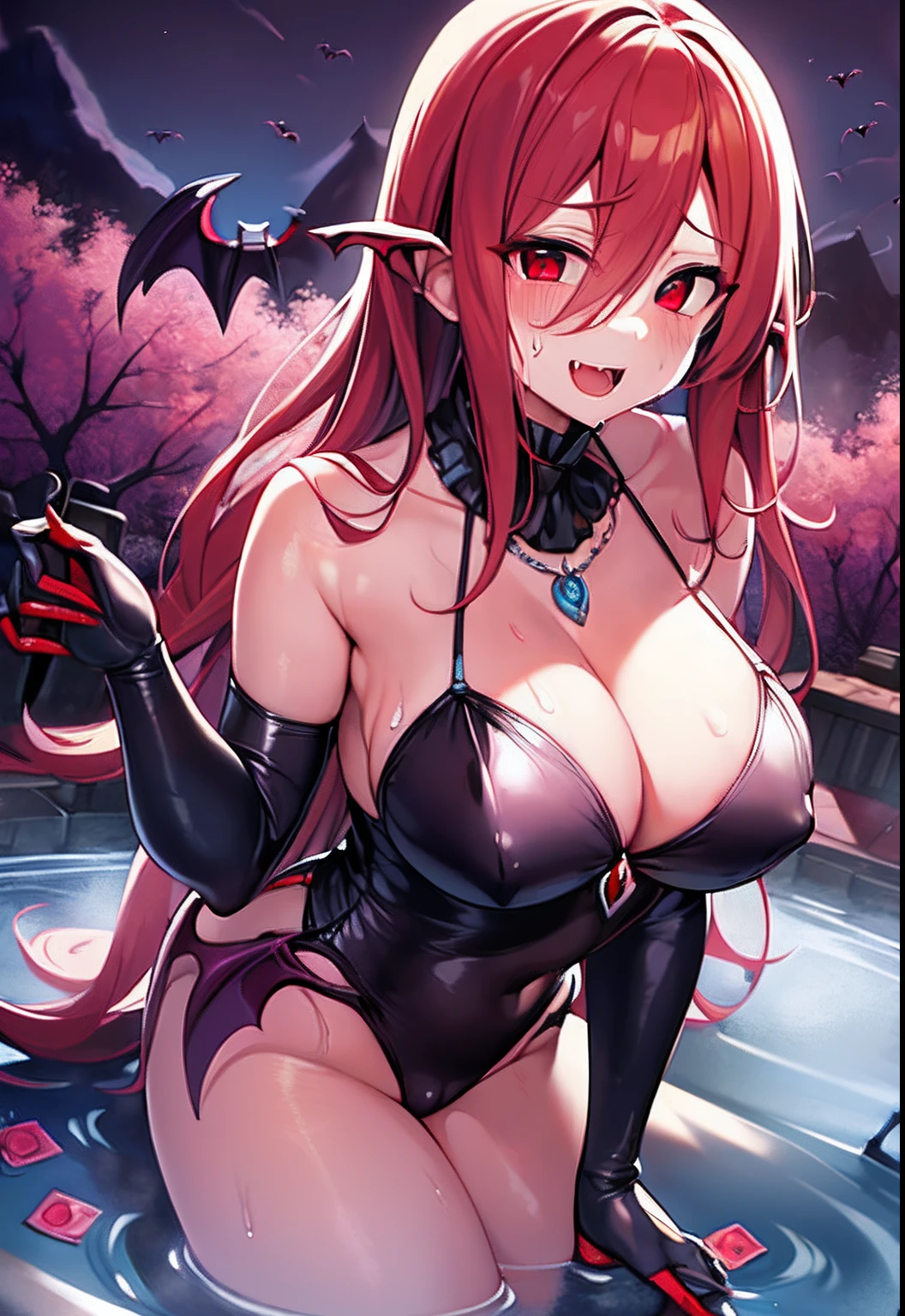 top-quality、Highly detailed anime super detail、masterpiece、tre anatomically correct、Detailed hand、(Mother 1.6)、fullmoon、graveyard、mid night、8K、I love my tides、sexual excitement、Upper line、huge-breasted、thighs thighs thighs thighs、cold sweat、Sweat profusely、Friendly face、Stuffiness、Foreplay、(Vampire:1.6)、Moisturizing skin、(Drenched body:1.3)、Detail Eye、NSFW、erotick、Glossy lotion on the head、oppressive、Best Necklaces、cum on、Stuffiness、Lustrous hair、condoms、masturbation、Streaks in the crotch、Frontal view、