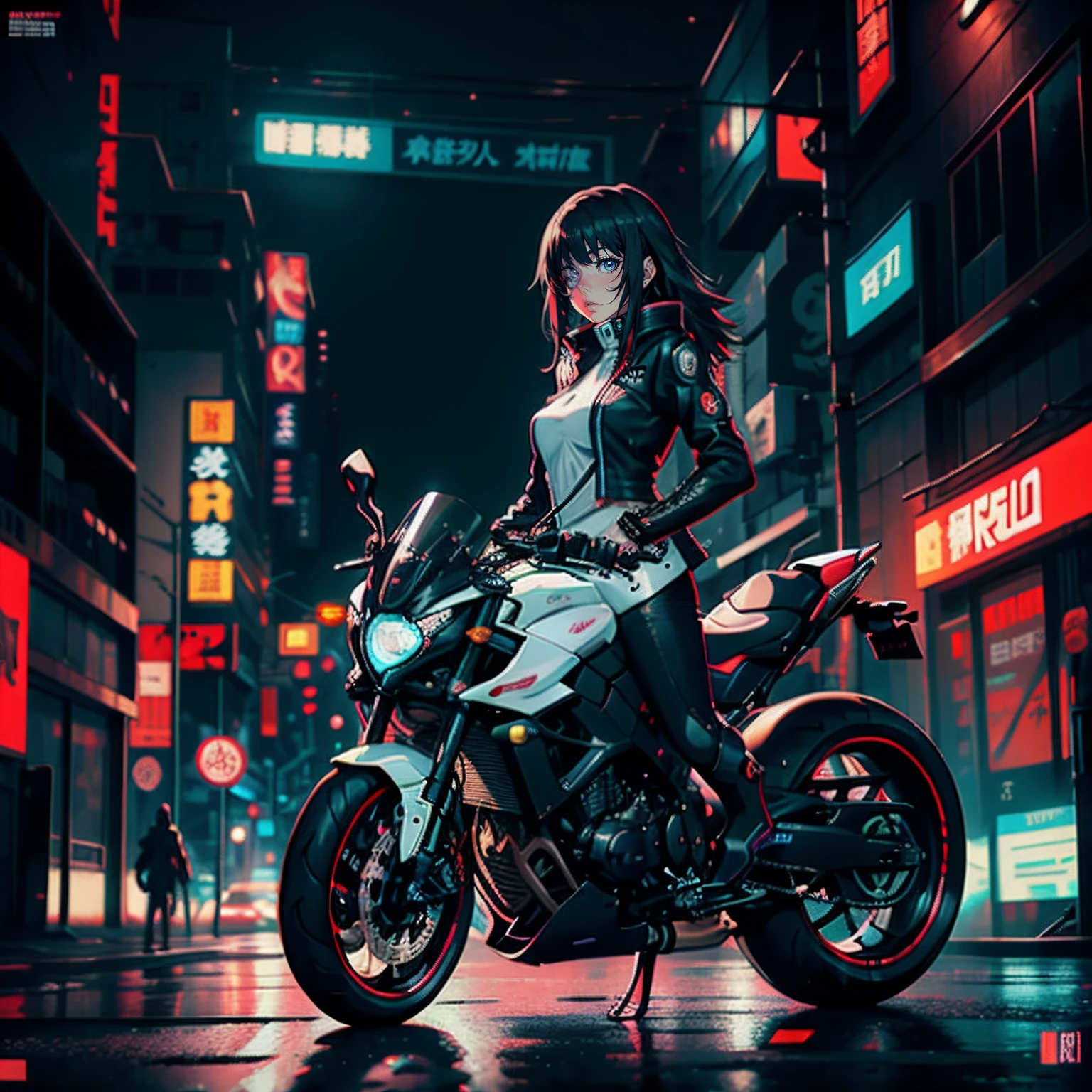 Anime girl on motorcycle in futuristic city with neon lights, arte digital do anime cyberpunk, garota anime cyberpunk, arte de anime cyberpunk, Estilo de arte cyberpunk, Arte de anime cyberpunk,  de anime cyberpunk feminino, cyberpunk menina mech, Digital Cyberpunk - Arte de Anime, Anime cyberpunk moderno, Garota cyberpunk, cyberpunk themed art, cyberpunk menina bonitme Cyberpunk, sentado em moto cyberpunk