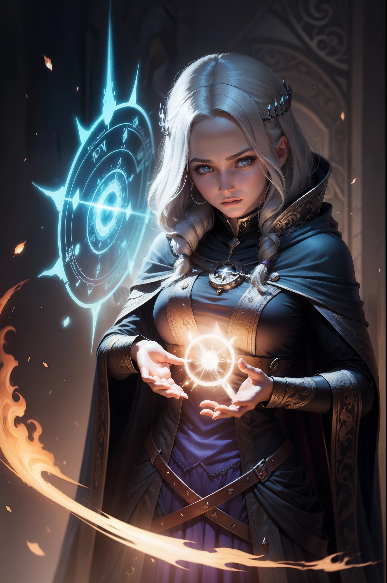 Women Mage Magic Circle Spellcasting concept art fantasy