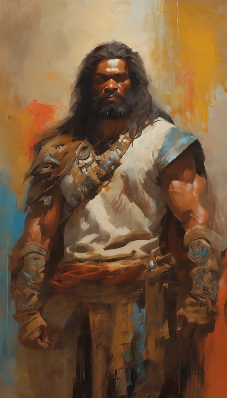 Filipino ancient epic hero, muscular long haired with tattoo Philippine God of War, modelshoot style, (extremely detailed CG 8k wallpaper), body photo of the most beautiful artwork in the world, medieval armor, body portrait, Nimrod the first king of Babylon, hunter, barbarian, macho man, majestic professional oil painting by Ed Blinkey, Atey Ghailan, Studio Ghibli, by Jeremy Mann, Greg Manchess, Antonio Moro, trend at ArtStation, trend at CGSociety, Intricate, High Detail, Sharp Focus, Dramatic and Photorealistic Painting Art by Midjourney and Greg Rutkowski