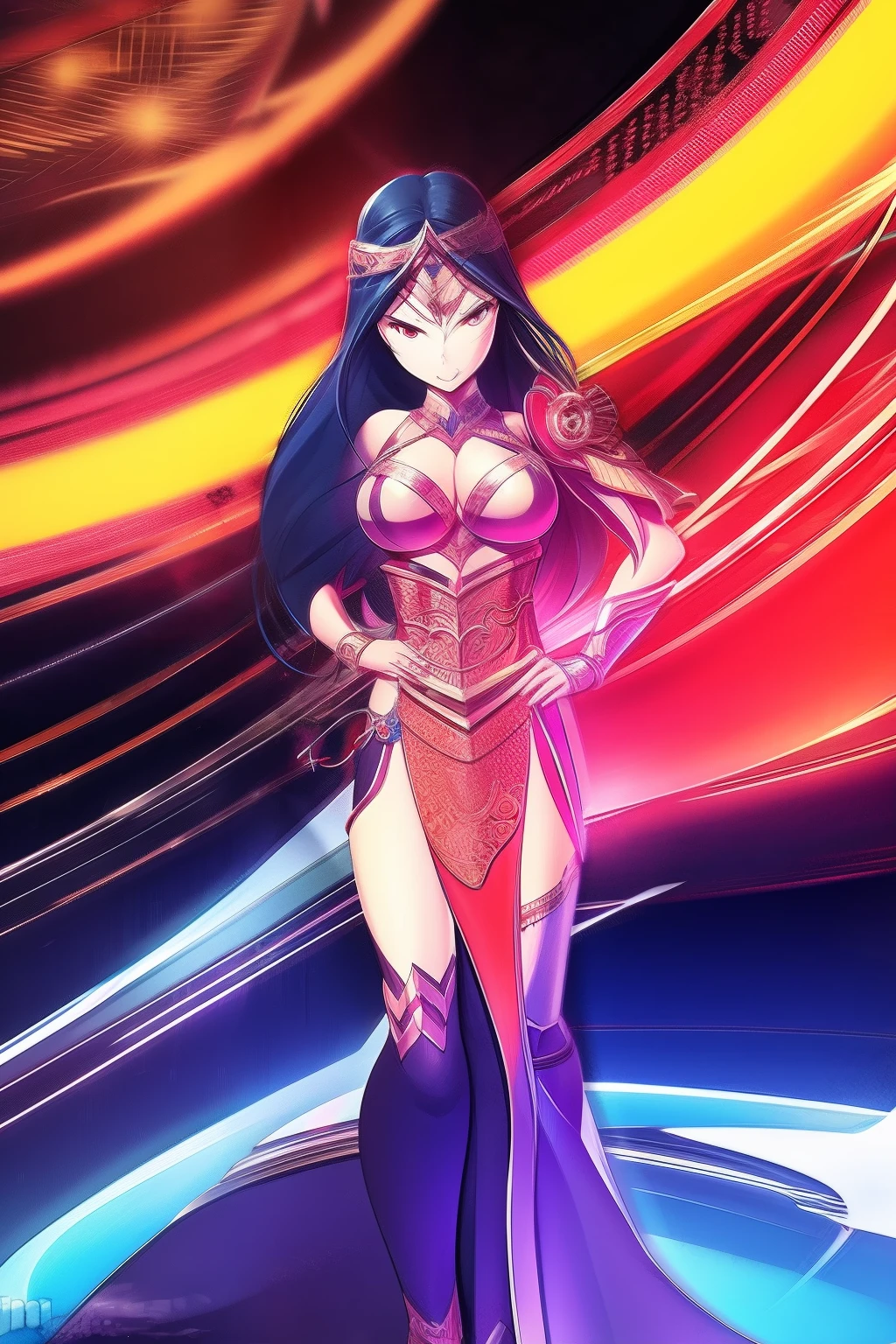 wonder women, TM Samurai, intricate face details, Poster style, pictogram, Vibrant, colorful, vectorstyle, Digital art, 4K, Intricate details, big breasts enchanting, Professional manufacturing, Beautiful vector illustration, 12k resolution, All characters in detailed full body, Highly detailed, vibrant, Ultra high quality, hyper photorealism, Photorealism, rendering by octane]