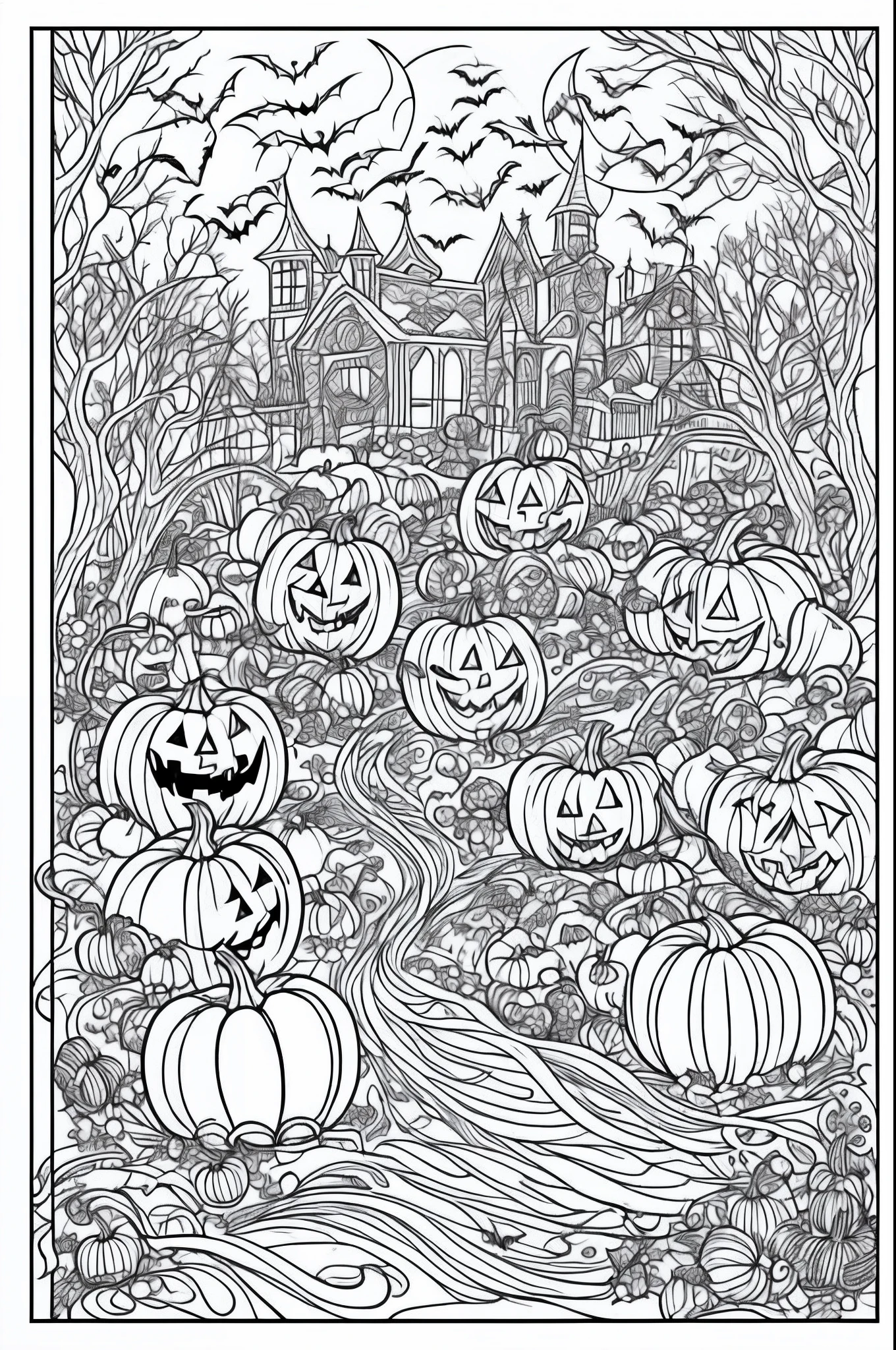 colouring book pages Halloween baclground