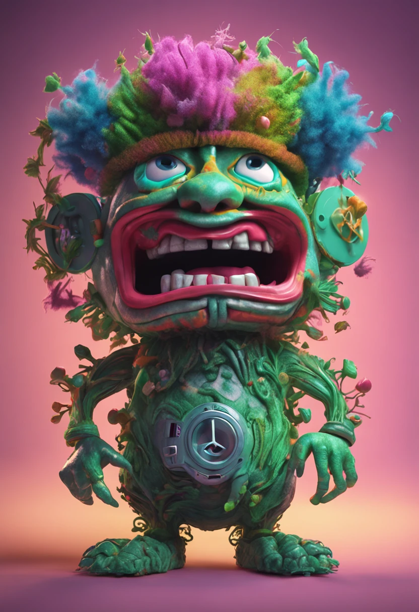 Medusa turning men into stone, ((garbage pail kids style)), in Greece, no text, wide angle, cartoon, high quality, watercolor, detailed, full body