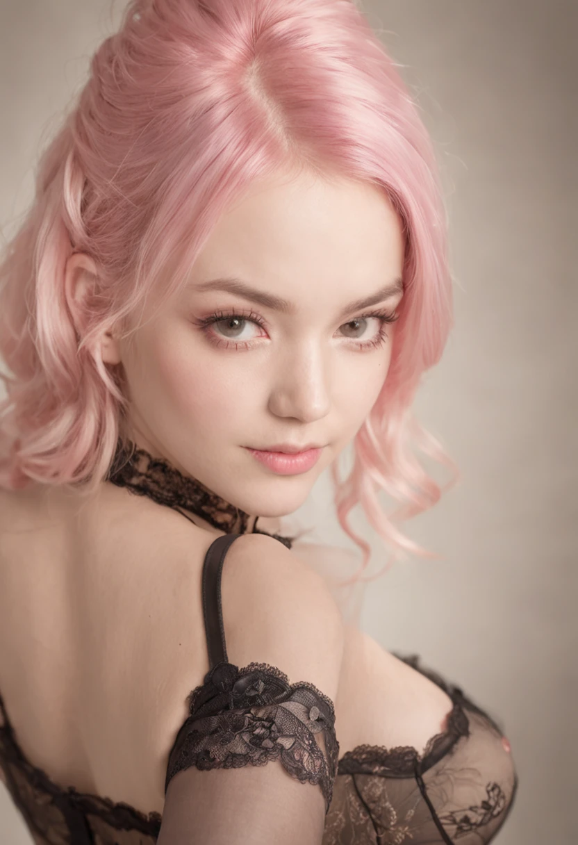 Meat legs, black stockings, pink hair, sexy, nudity, delicate 4k lace lingerie