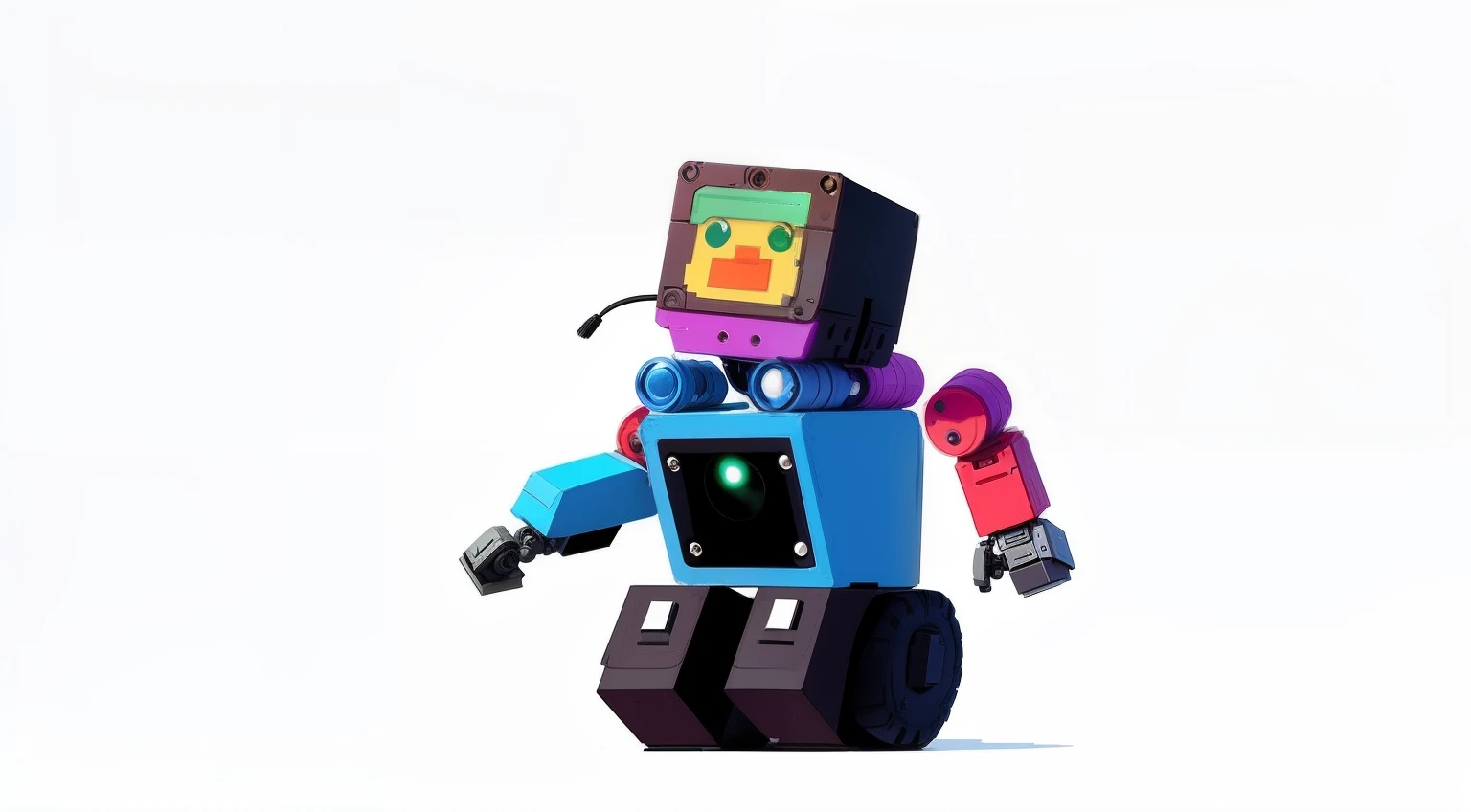 make a variation of this image, It's a cartoon block style robot