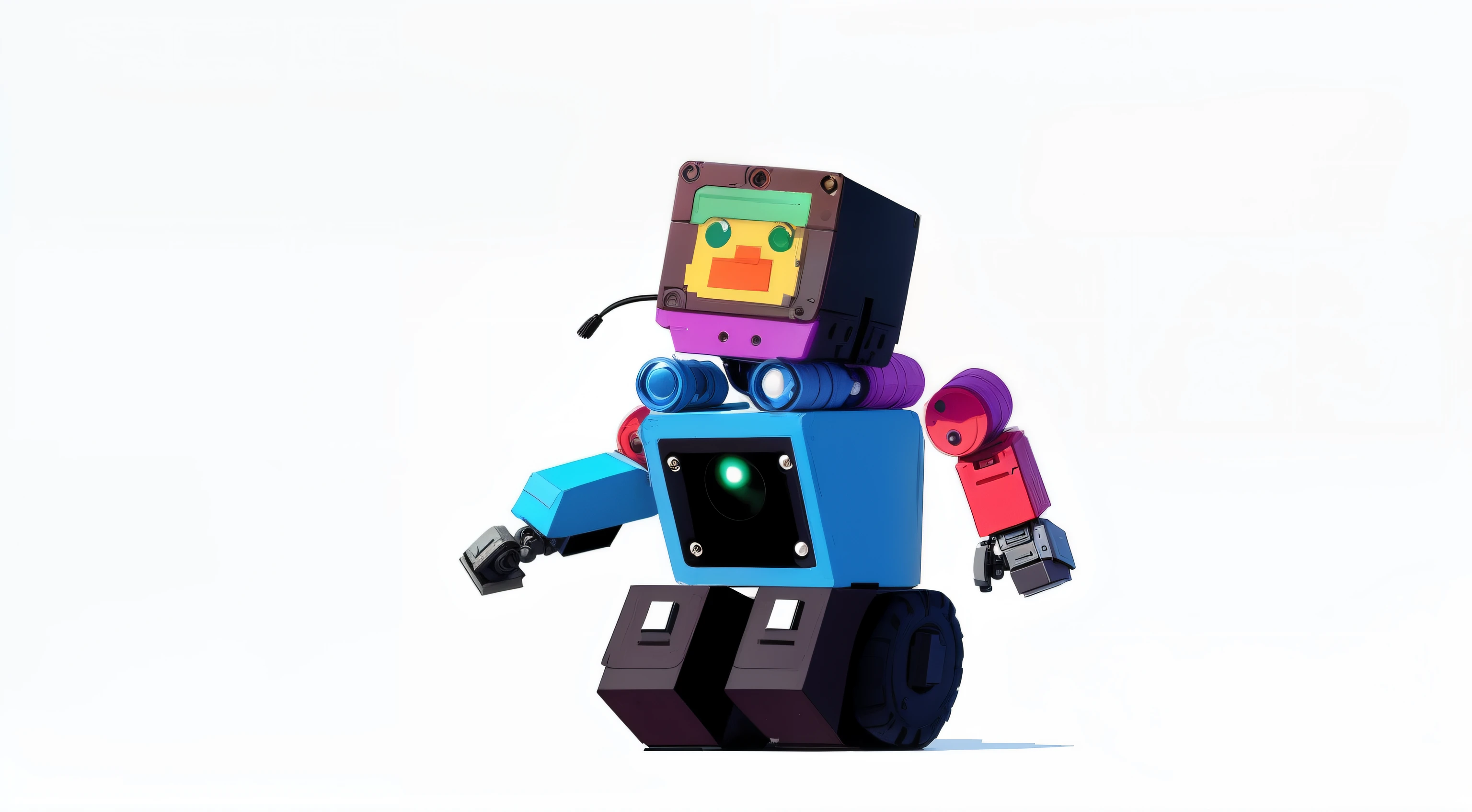 make a variation of this image, It's a cartoon block style robot