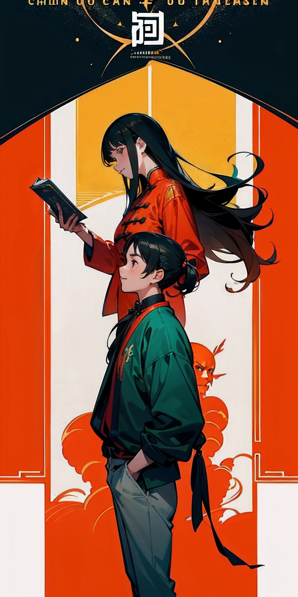 A man and a woman Chinese brunette two-dimensional poster novel cover