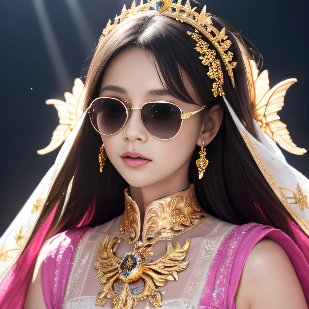 Big fairy(((Reflective sunglasses with thick gold trim)))Reflective sunglasses with thick gold trim,32K(tmasterpiece,k hd,hyper HD,32K)Purple-pink flowing hair,Gold skull jewelry area in the back room,Skeleton King ,Rusty copper dragon skull protector (The skeleton is realistic:1.4),Skull pattern robe,Purple-pink skull headdress,Snowflakes fluttering,The background is pure,Hold your head high,Be proud,The nostrils look at people, A high resolution, the detail, RAW photogr, Sharp Re, Nikon D850 Film Stock Photo by Jefferies Lee 4 Kodak Portra 400 Camera F1.6 shots, Rich colors, ultra-realistic vivid textures, Dramatic lighting, Unreal Engine Art Station Trend, cinestir 800,Hold your head high,Be proud,The nostrils look at people,Tsundere,Snowflakes fluttering,Snowflakes fluttering,Snowflakes fluttering,Snowflakes fluttering,Impeccable,( reasonable design, Clear lines, High sharpness,Best quality, Very detailed skeleton, The skeleton of a masterpiece, offcial art, movie light effect, 4K skeleton(((Reflective sunglasses with thick gold trim)))Reflective sunglasses with thick gold trim