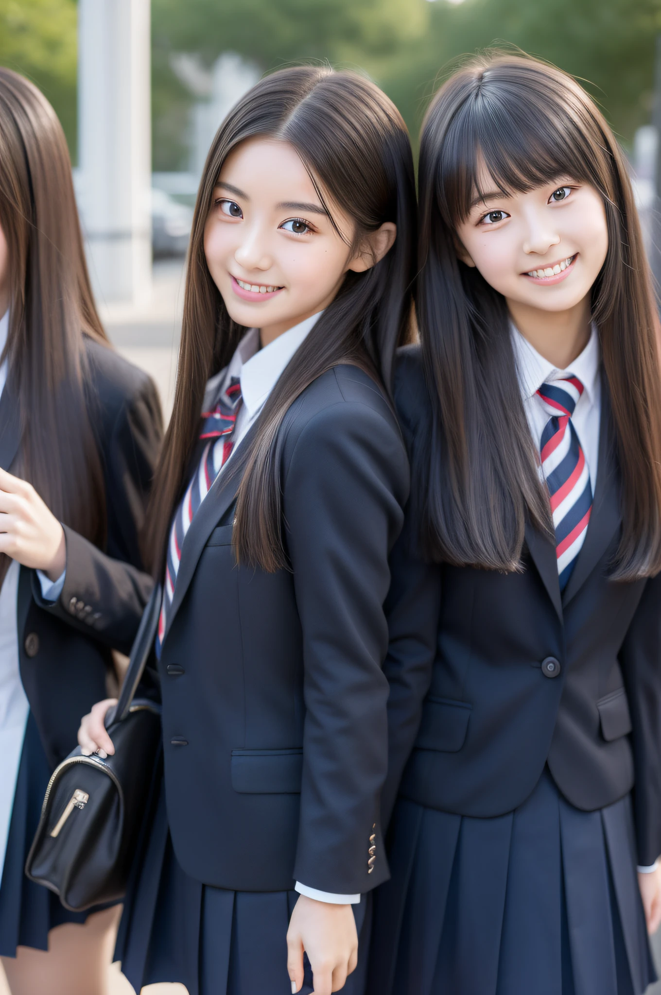 Girl with long hair in school uniform、High school students、超A high resolution、Figures with hair raked up